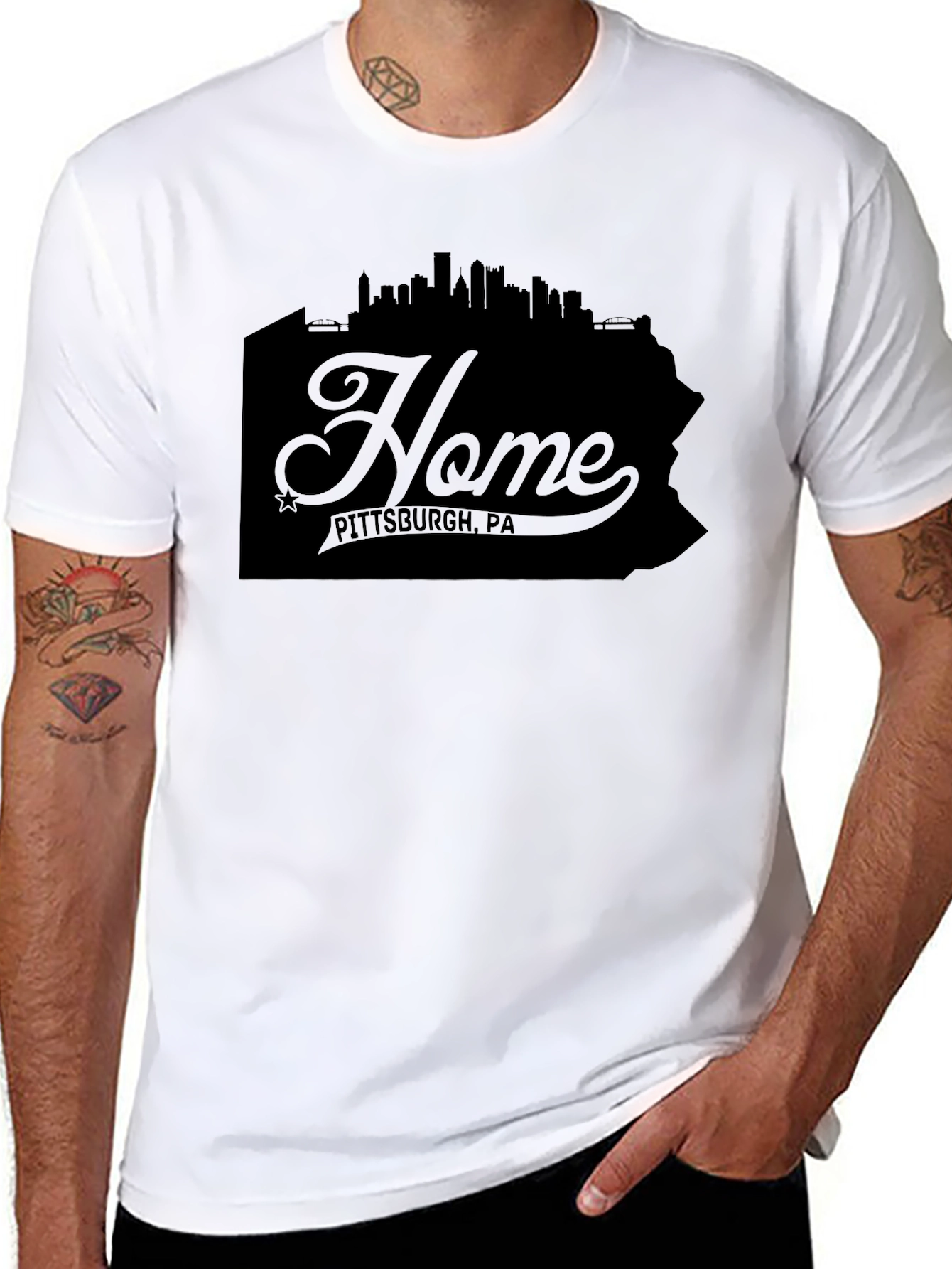 Pittsburgh PA Home Silhouette Graphic T-Shirt
