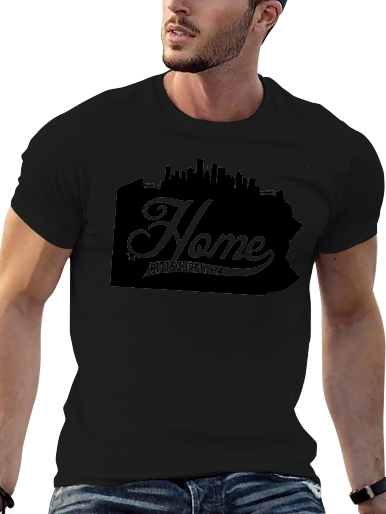 Pittsburgh PA Home Silhouette Graphic T-Shirt