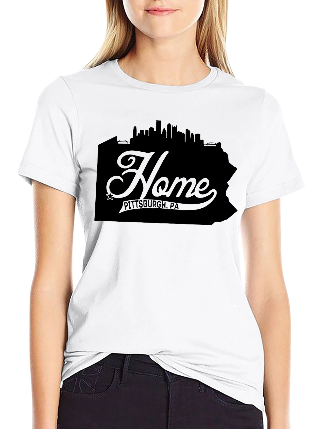 Pittsburgh PA Home Silhouette Graphic T-Shirt