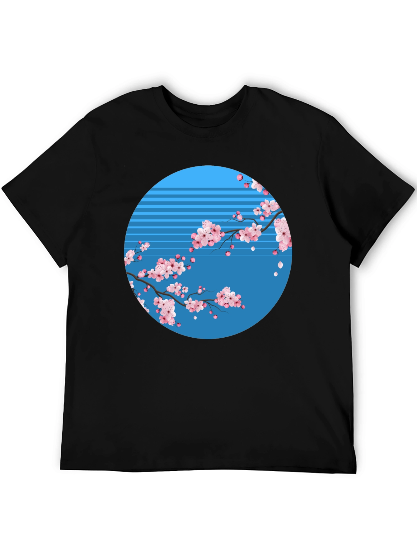 Cherry Blossom Graphic Tee - Black Cotton
