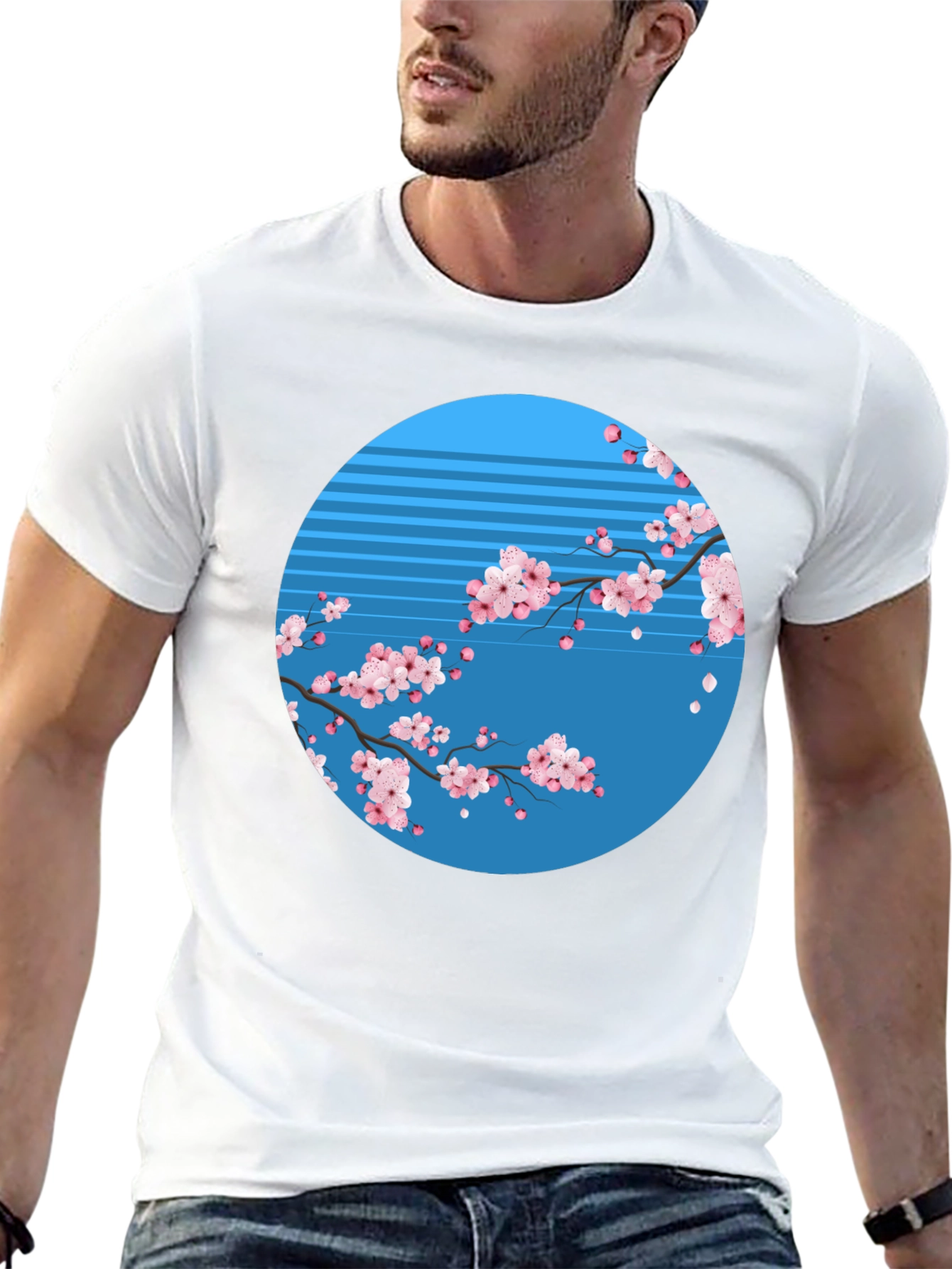 Cherry Blossom Graphic Tee - Black Cotton