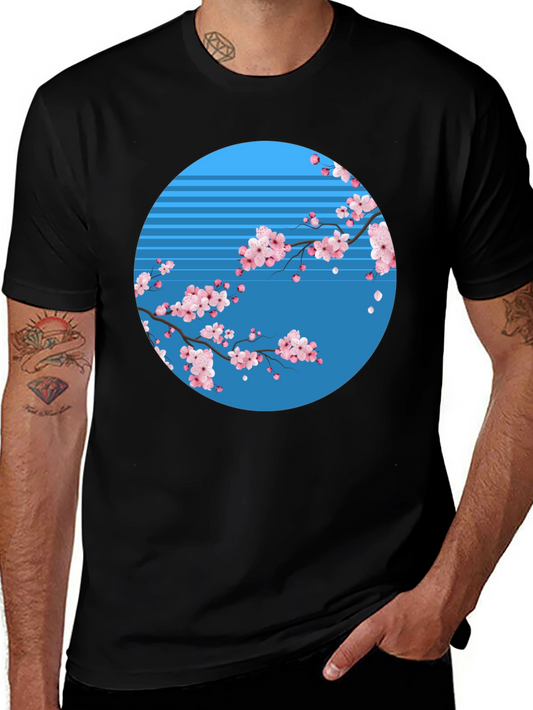 Cherry Blossom Graphic Tee - Black Cotton