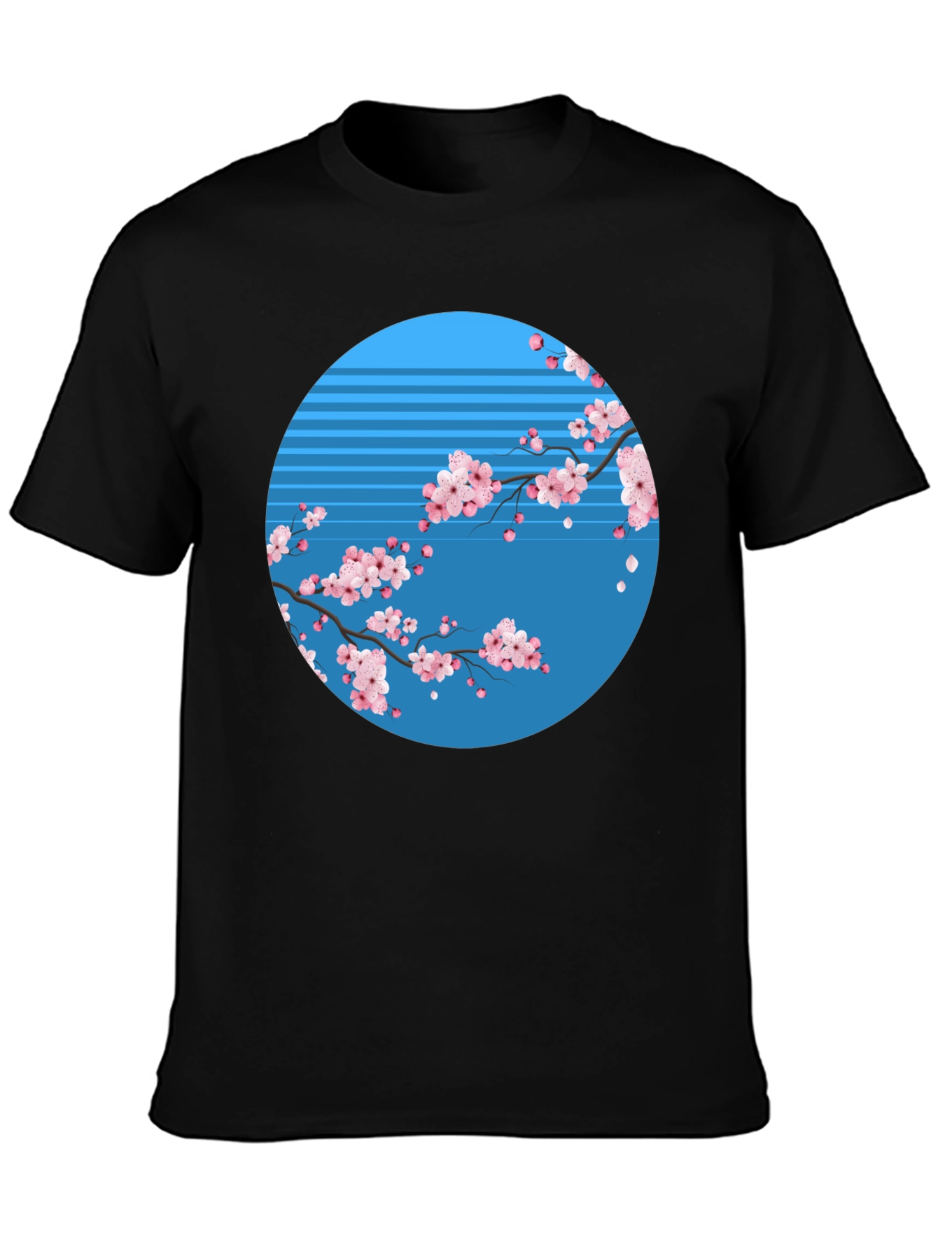 Cherry Blossom Graphic Tee - Black Cotton