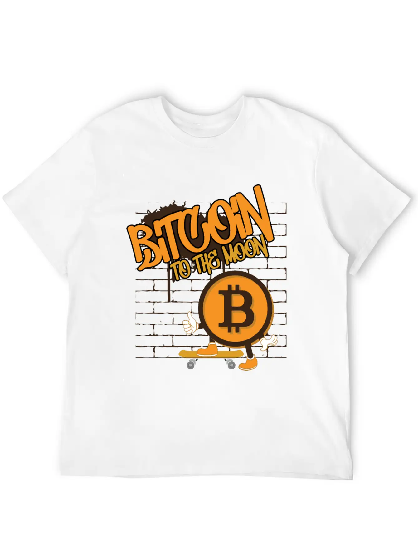 To The Moon, Bitcoin Skater Unisex Short Sleeve Soft Cotton T-Shirt – Casual Everyday Wear