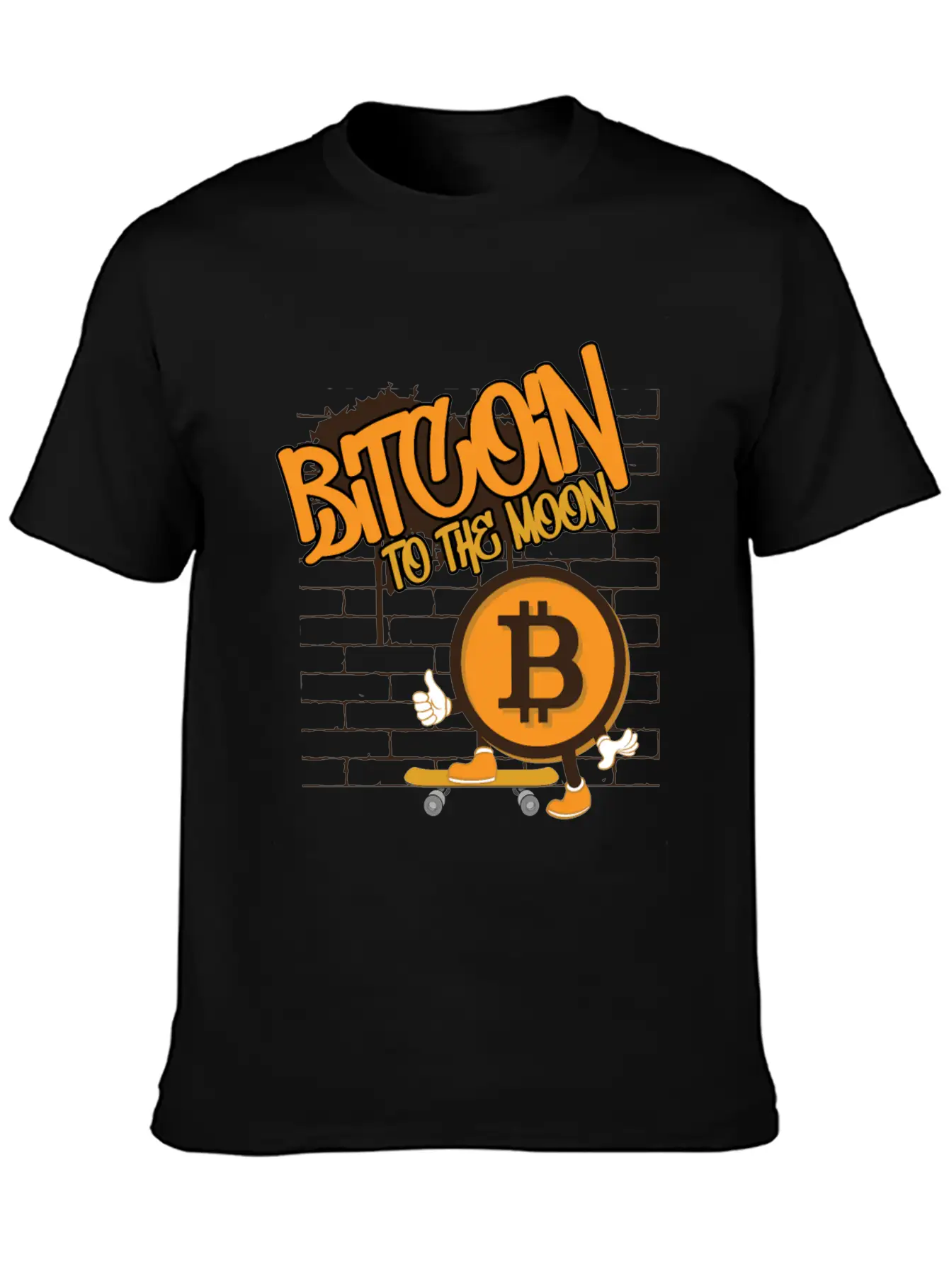 To The Moon, Bitcoin Skater Unisex Short Sleeve Soft Cotton T-Shirt – Casual Everyday Wear