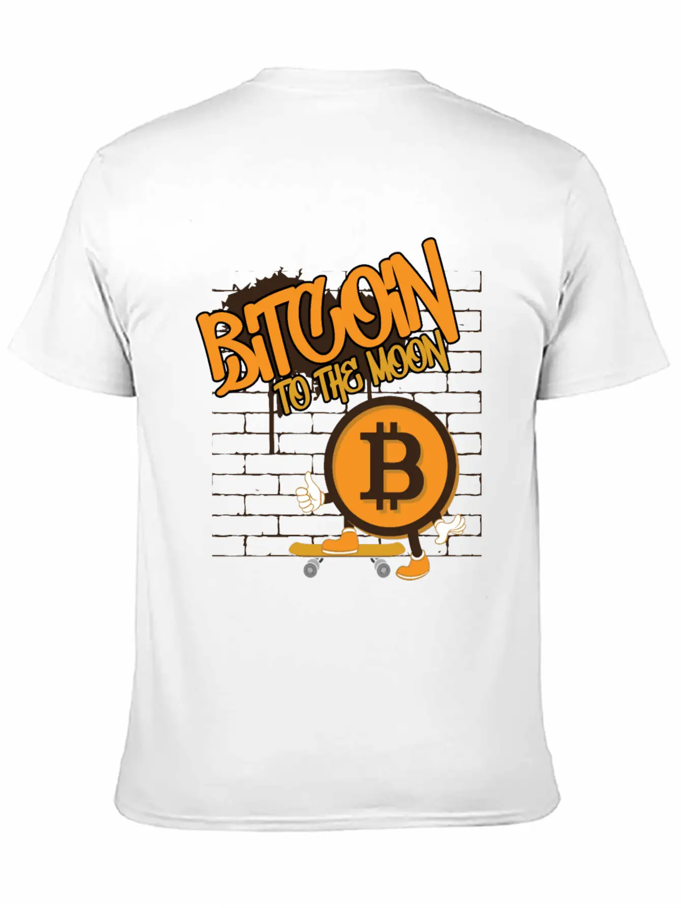 To The Moon, Bitcoin Skater Unisex Short Sleeve Soft Cotton T-Shirt – Casual Everyday Wear