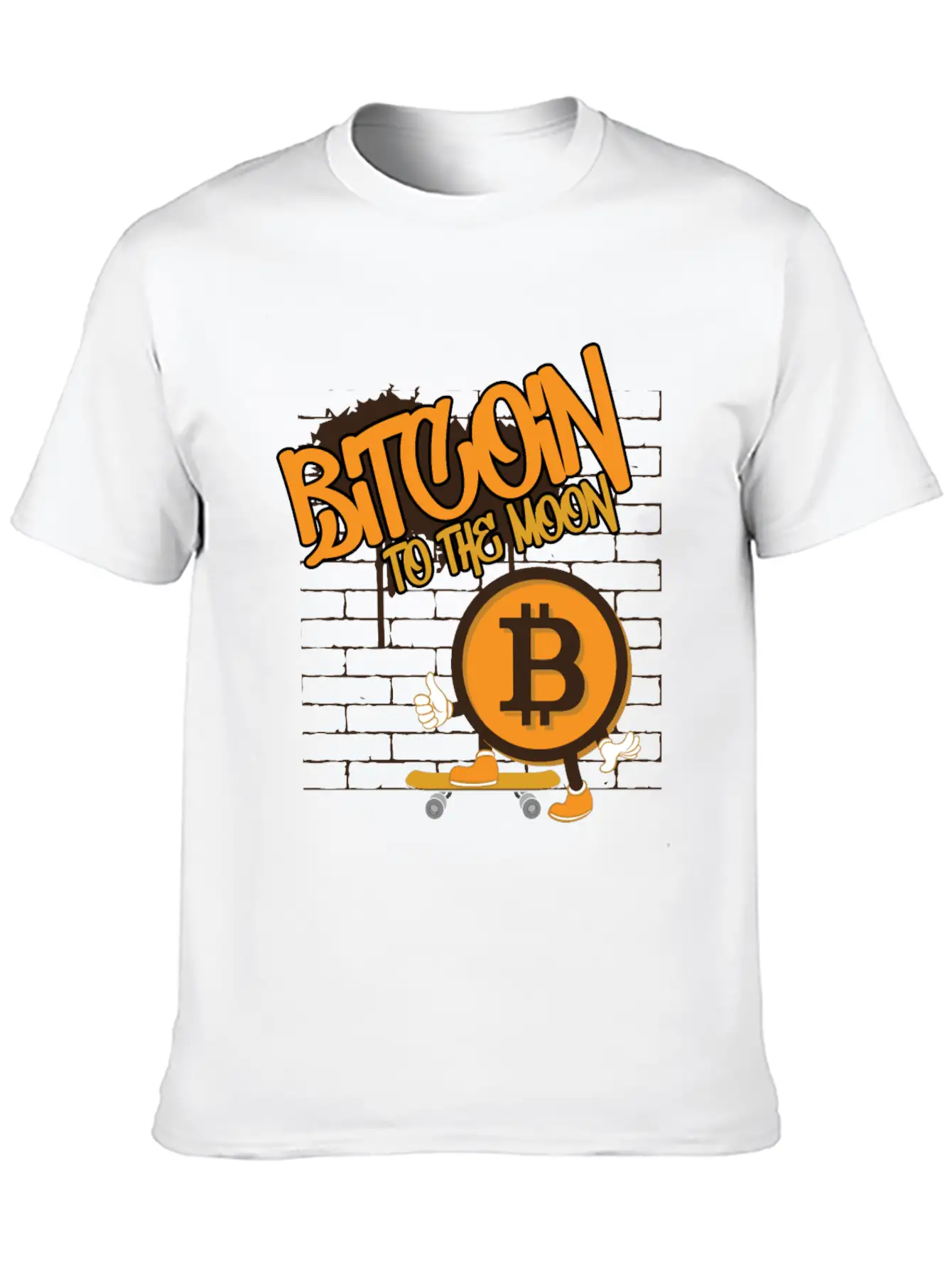 To The Moon, Bitcoin Skater Unisex Short Sleeve Soft Cotton T-Shirt – Casual Everyday Wear