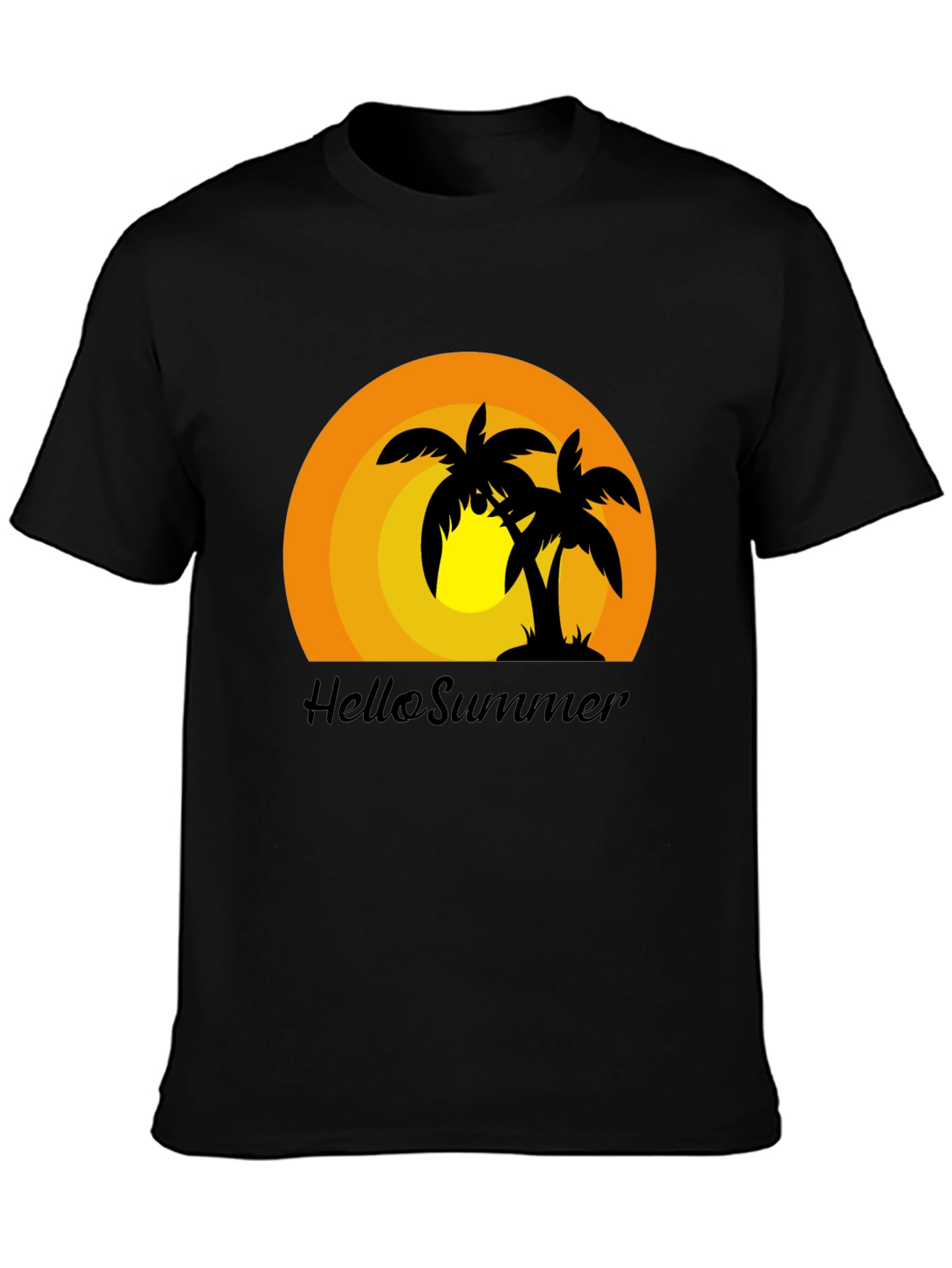 Hello Summer Palm Tree Graphic T-Shirt