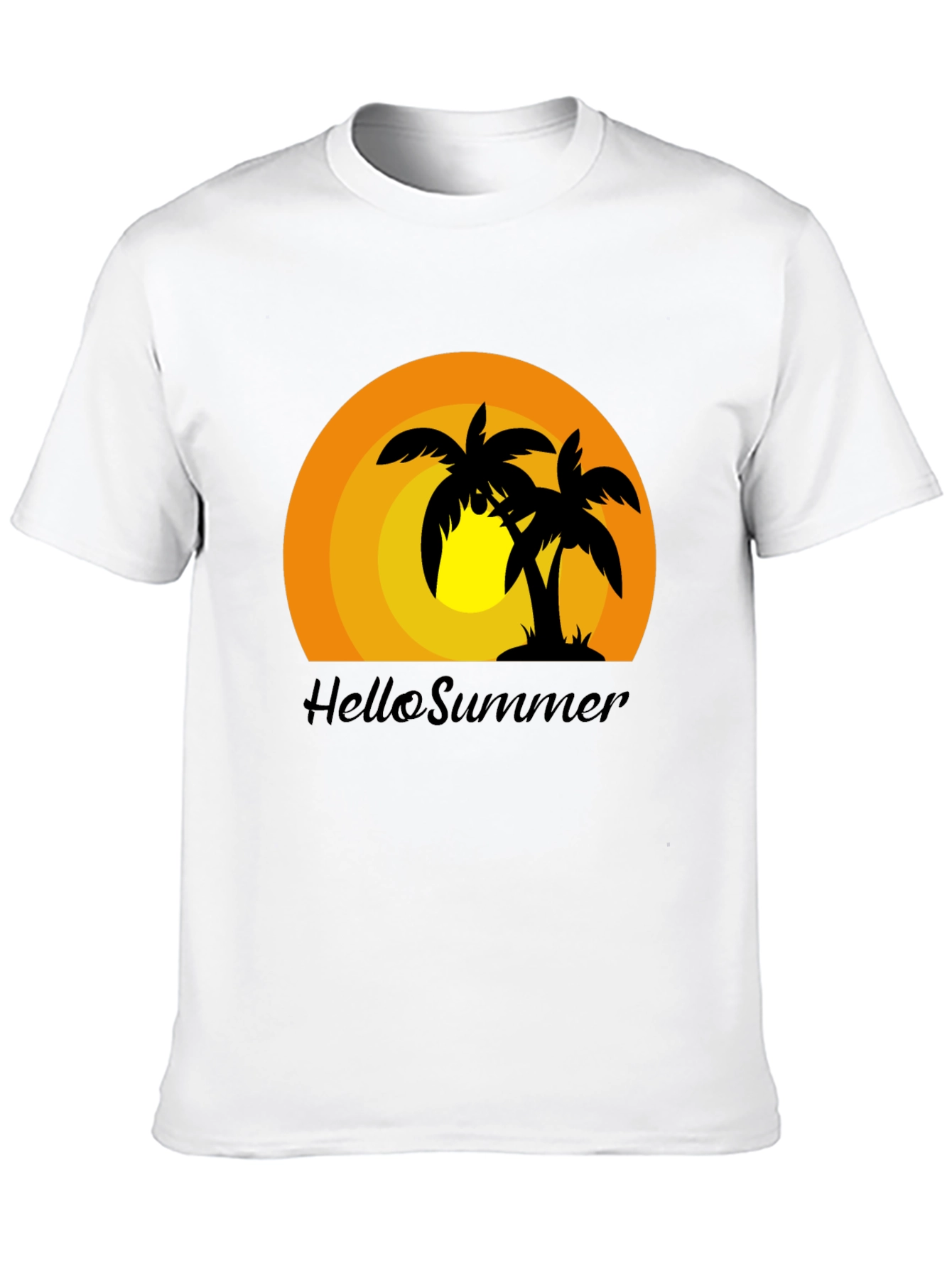 Hello Summer Palm Tree Graphic T-Shirt