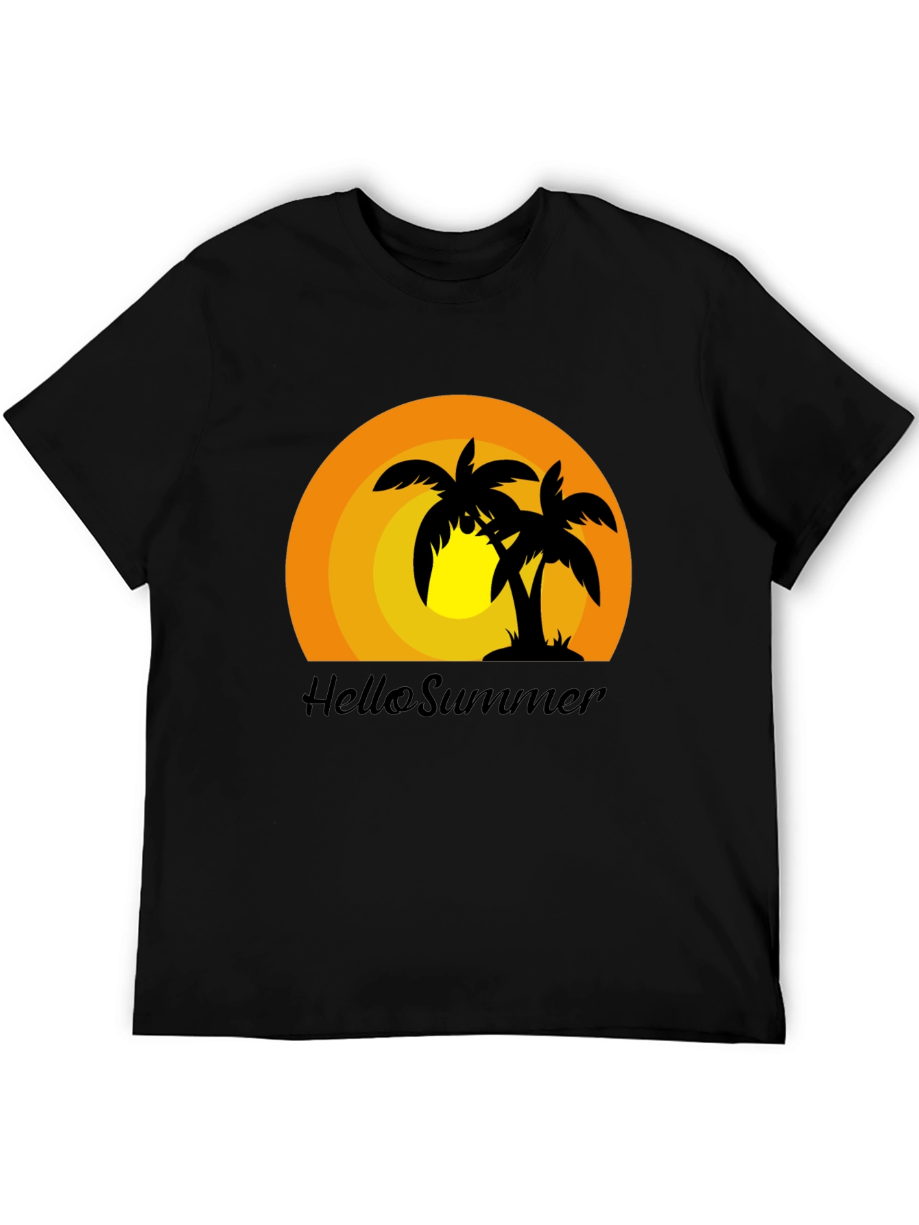 Hello Summer Palm Tree Graphic T-Shirt