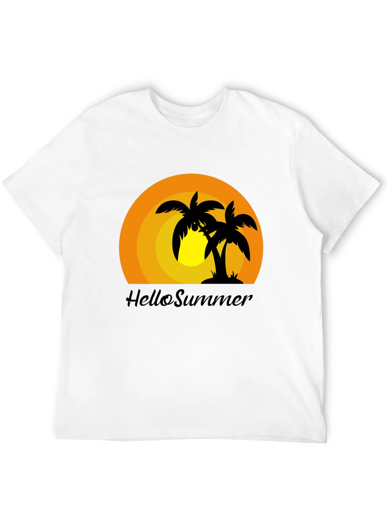 Hello Summer Palm Tree Graphic T-Shirt