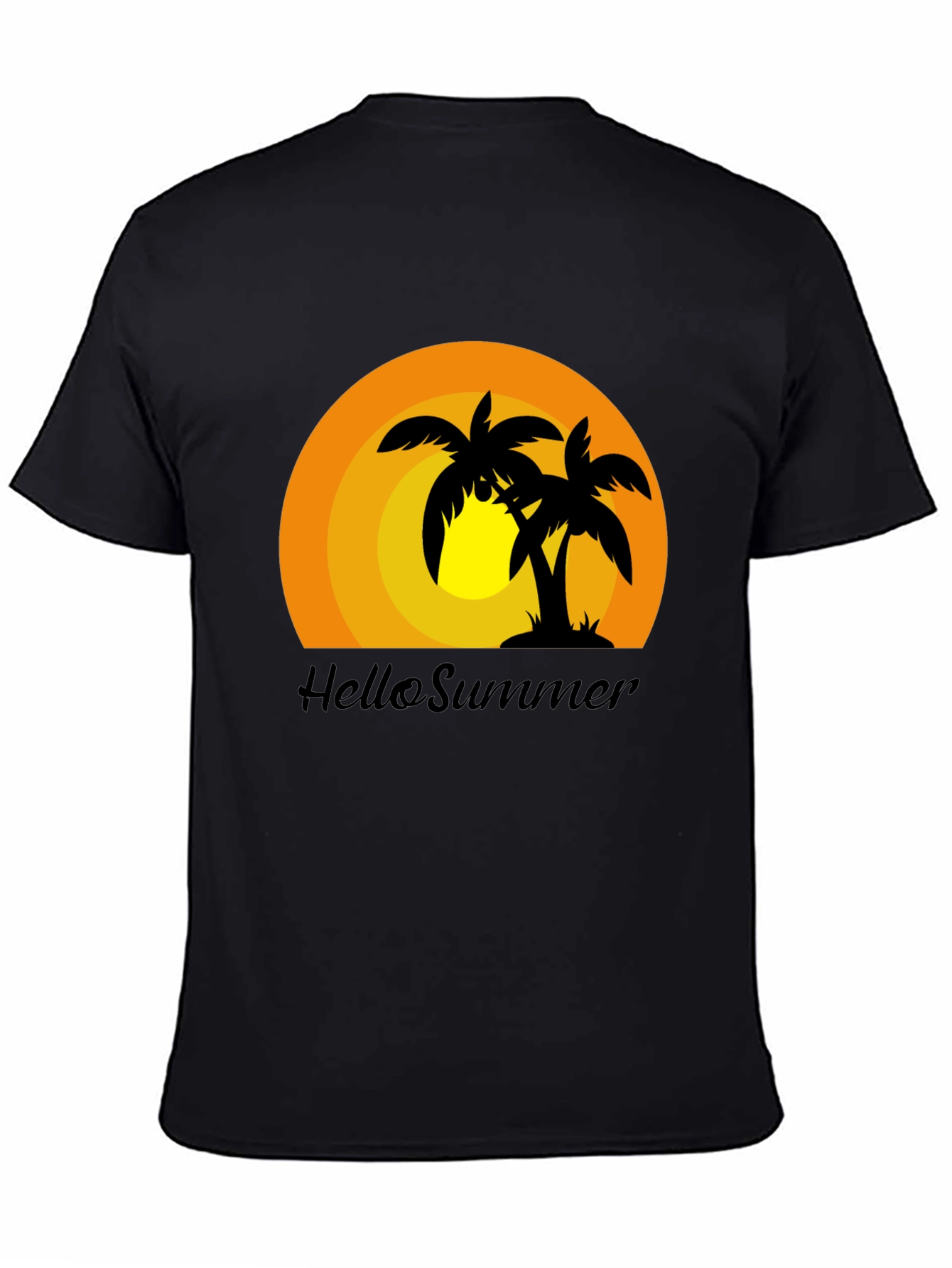 Hello Summer Palm Tree Graphic T-Shirt