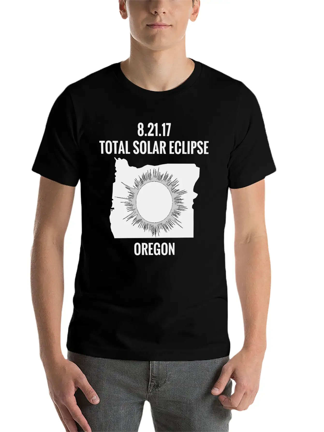 Total Solar Eclipse 2017 Oregon Unisex Short Sleeve Soft Cotton T-Shirt – Casual Everyday Wear