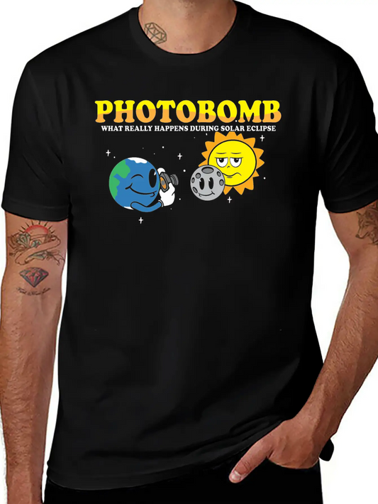 Total Solar Eclipse 2024 Totality Photobomb Sun Unisex Short Sleeve Soft Cotton T-Shirt – Casual Everyday Wear