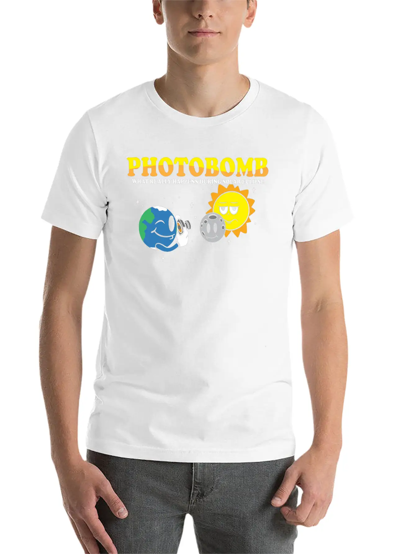 Total Solar Eclipse 2024 Totality Photobomb Sun Unisex Short Sleeve Soft Cotton T-Shirt – Casual Everyday Wear