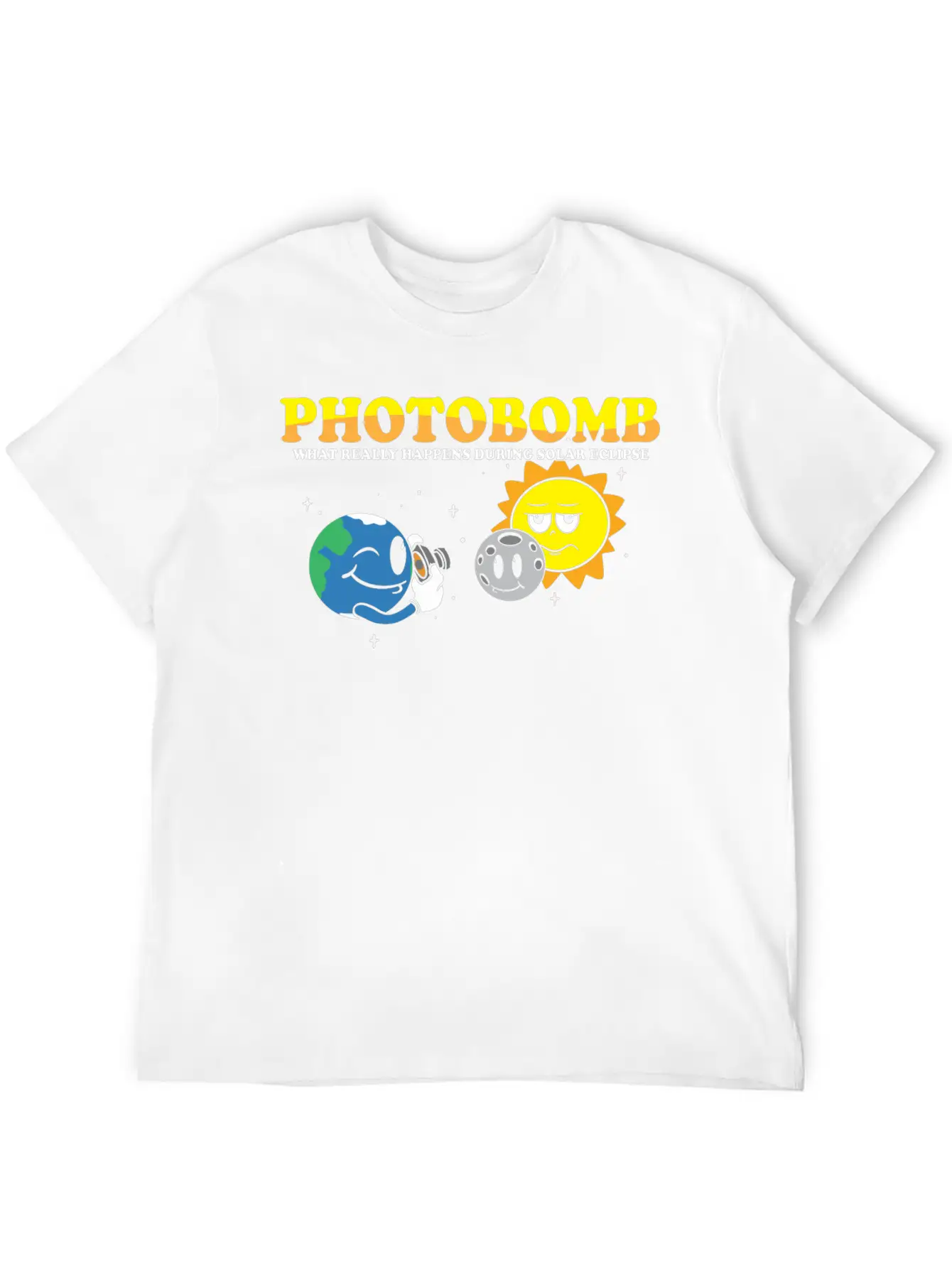 Total Solar Eclipse 2024 Totality Photobomb Sun Unisex Short Sleeve Soft Cotton T-Shirt – Casual Everyday Wear