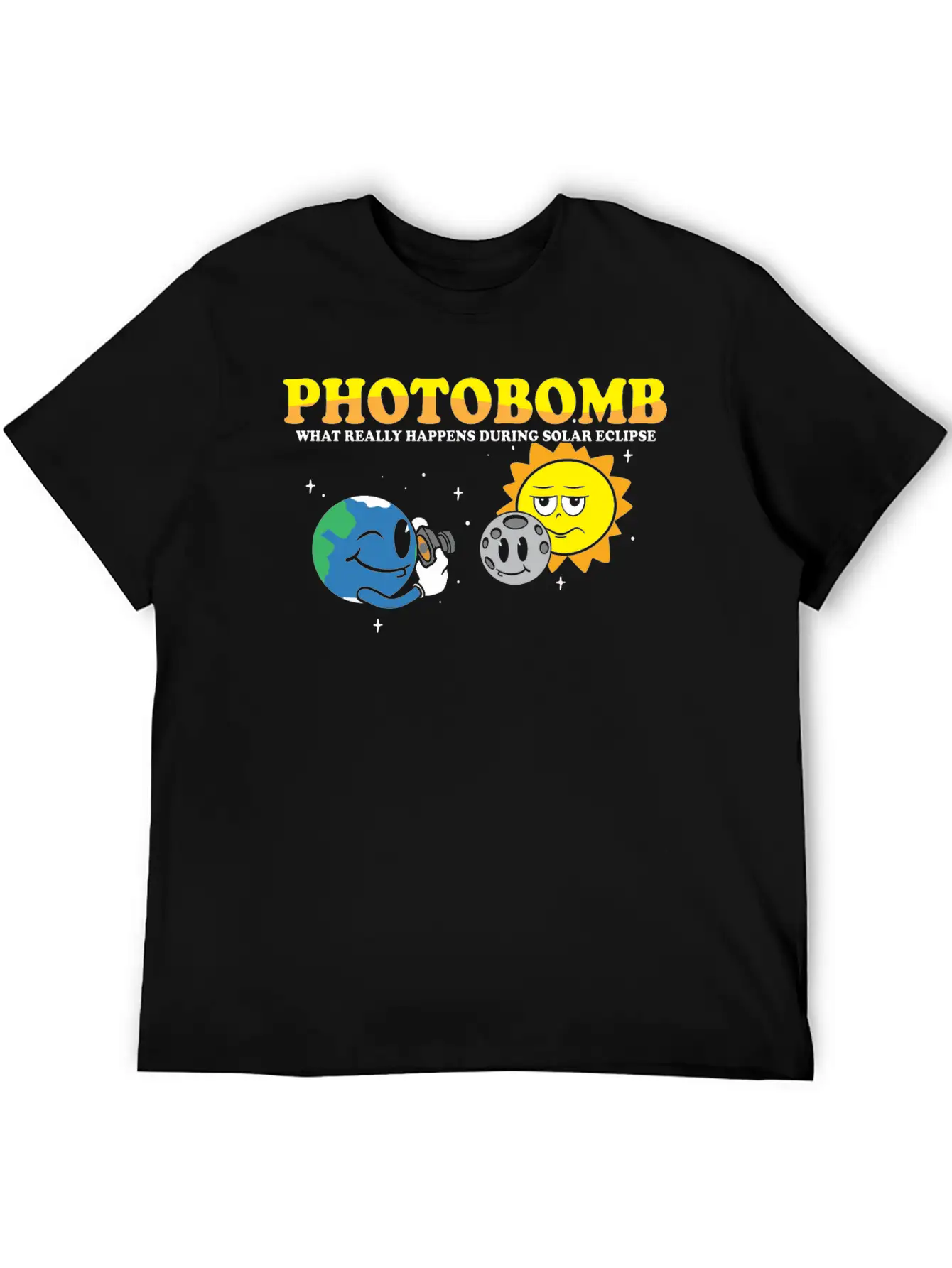Total Solar Eclipse 2024 Totality Photobomb Sun Unisex Short Sleeve Soft Cotton T-Shirt – Casual Everyday Wear