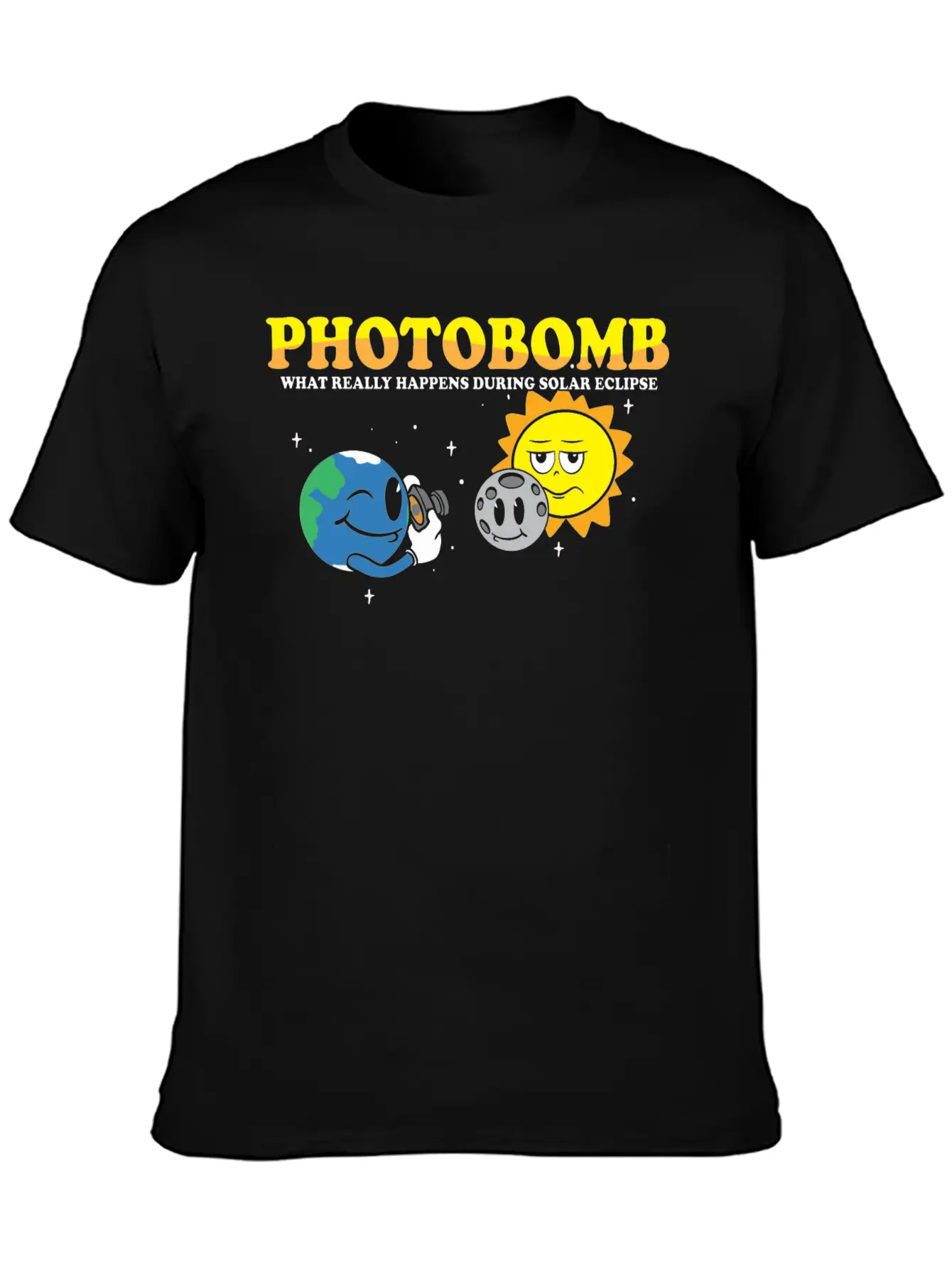 Total Solar Eclipse 2024 Totality Photobomb Sun Unisex Short Sleeve Soft Cotton T-Shirt – Casual Everyday Wear