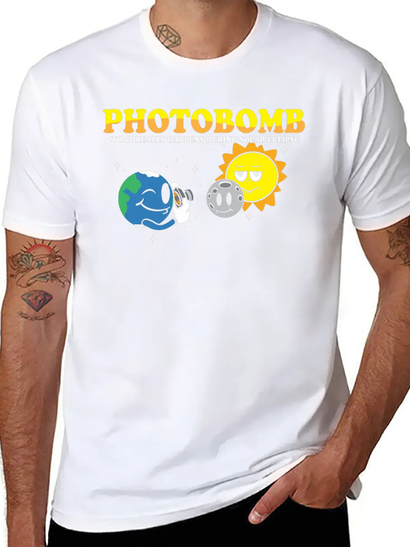 Total Solar Eclipse 2024 Totality Photobomb Sun Unisex Short Sleeve Soft Cotton T-Shirt – Casual Everyday Wear