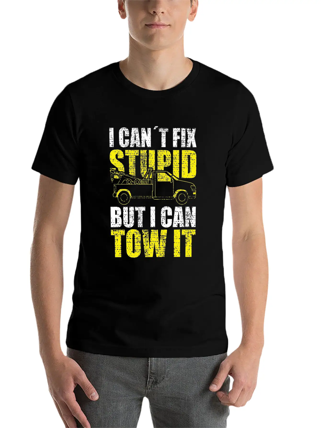 Tow Truck Driver I Cant Fix Stupid But I Can Tow Stylish Everyday T-Shirt – Unisex Basic Cotton Tee