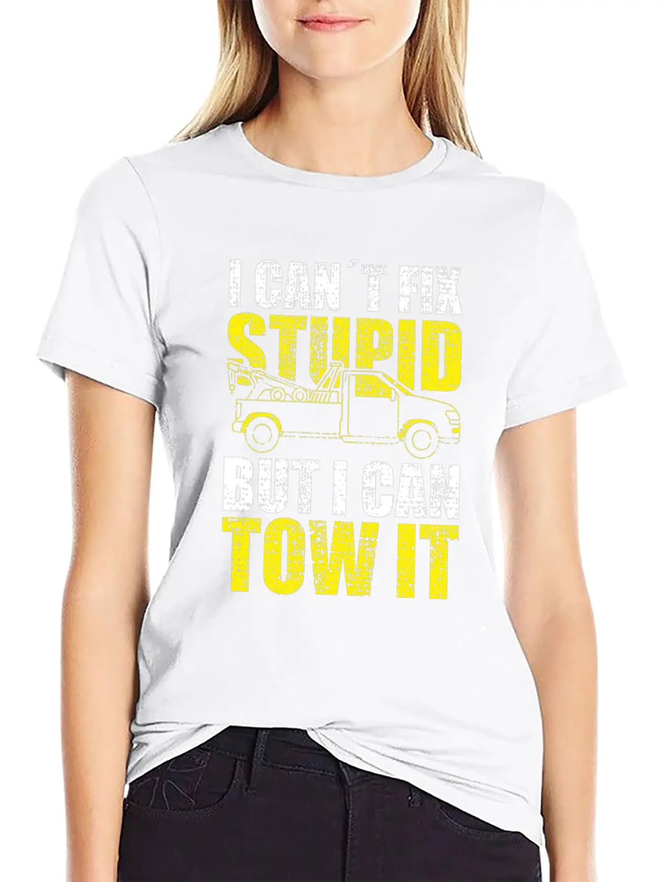 Tow Truck Driver I Cant Fix Stupid But I Can Tow Stylish Everyday T-Shirt – Unisex Basic Cotton Tee