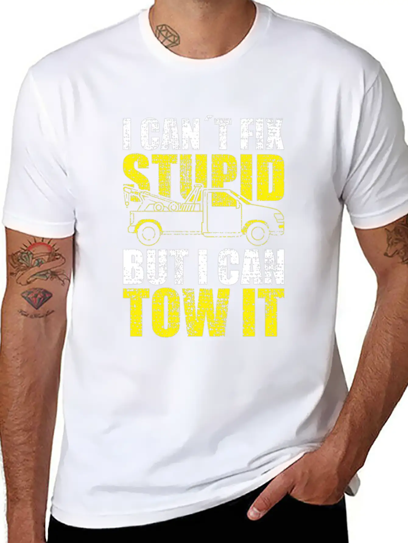Tow Truck Driver I Cant Fix Stupid But I Can Tow Stylish Everyday T-Shirt – Unisex Basic Cotton Tee