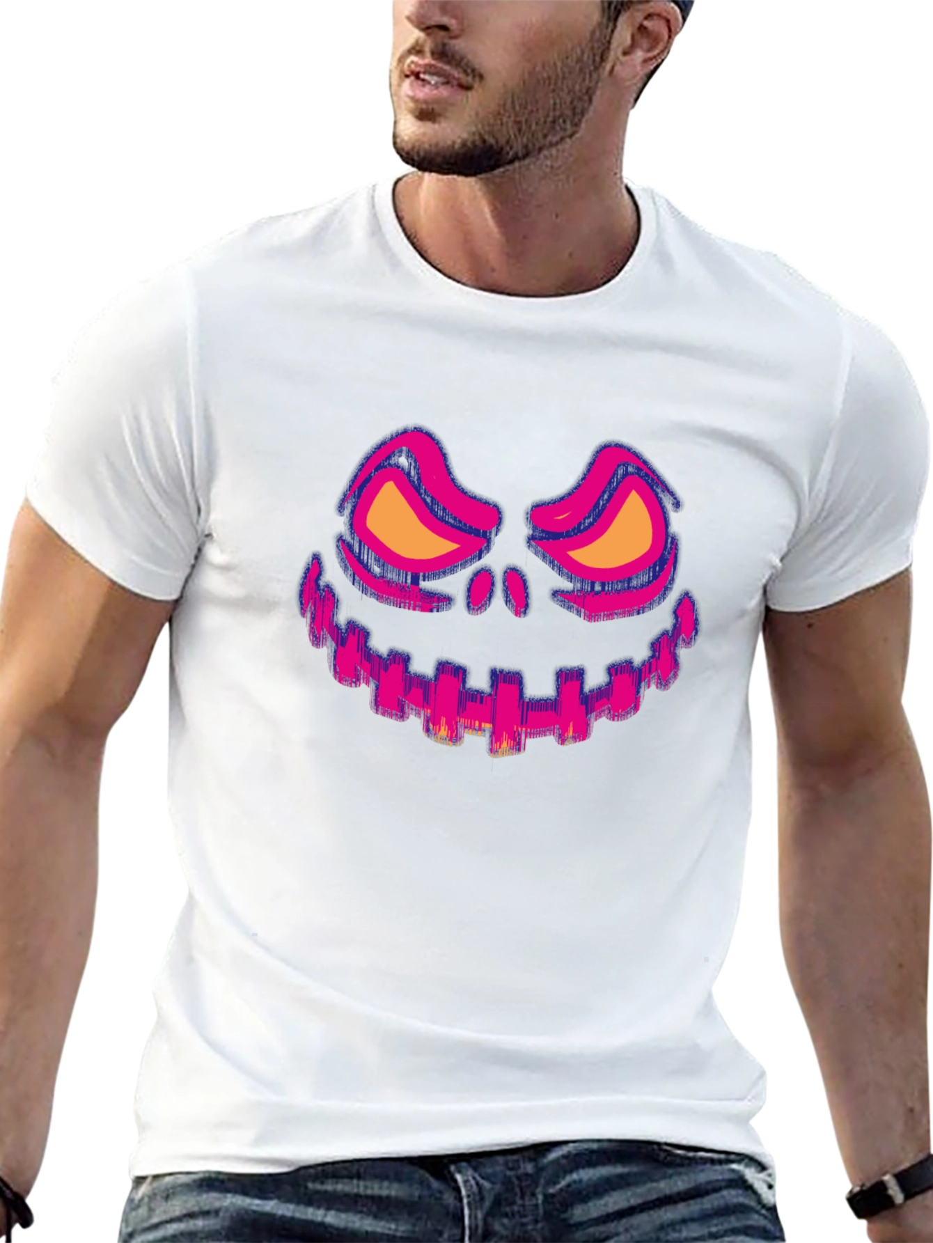 Halloween Face Graphic Tee - Black