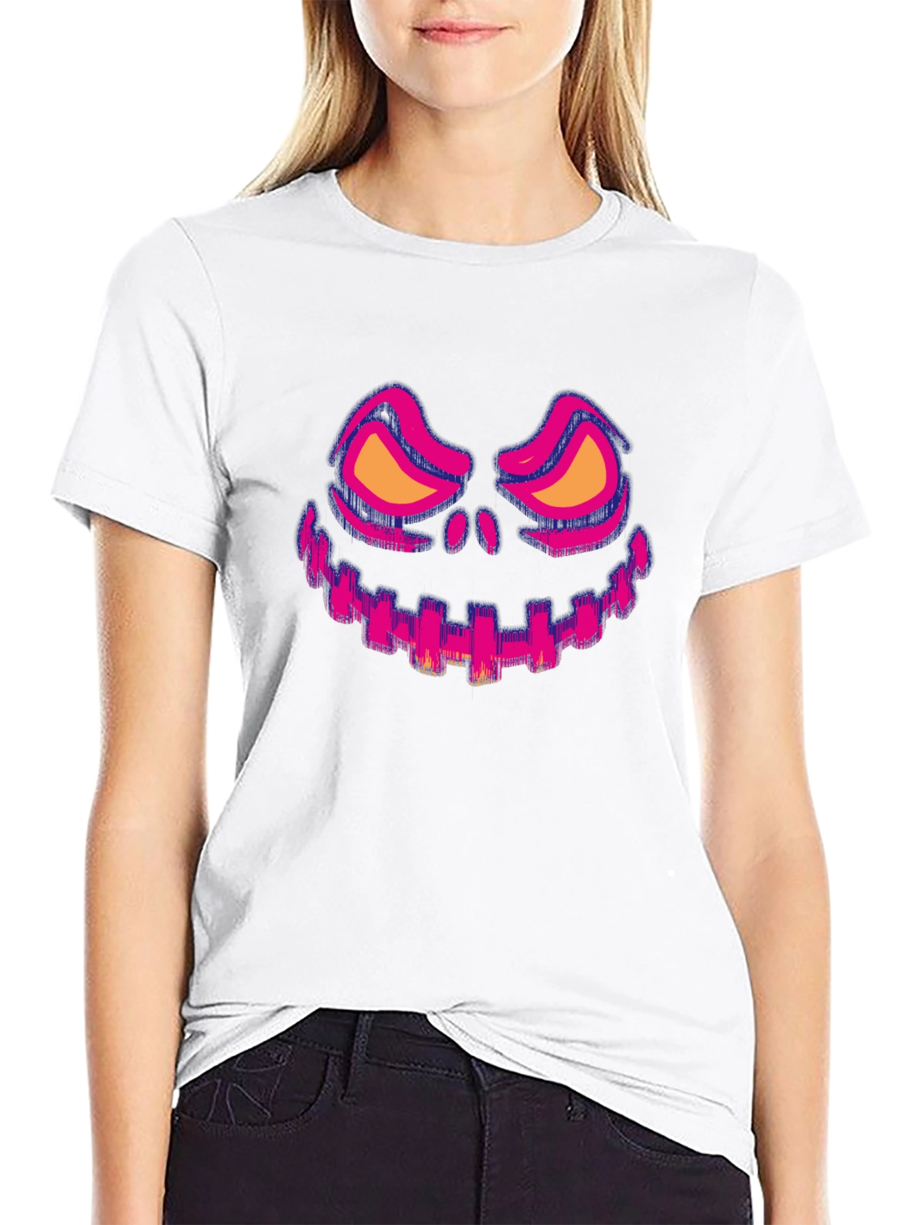 Halloween Face Graphic Tee - Black