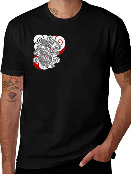 Traditional Japanese Tattoo Dragon Comfortable Minimalist Graphic Tee – Summer Style Essential