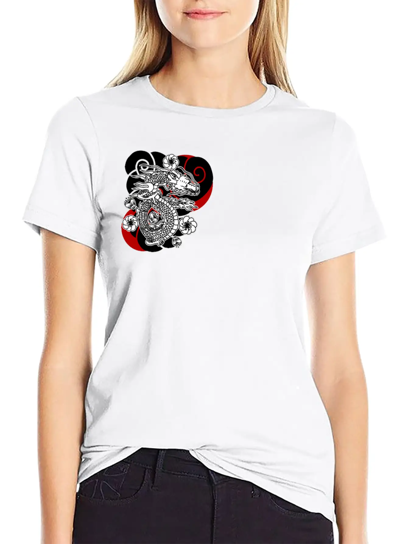 Traditional Japanese Tattoo Dragon Comfortable Minimalist Graphic Tee – Summer Style Essential