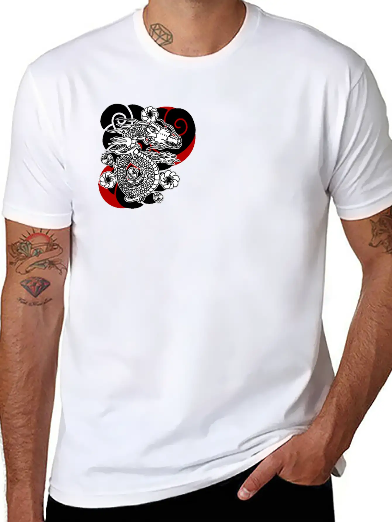 Traditional Japanese Tattoo Dragon Comfortable Minimalist Graphic Tee – Summer Style Essential