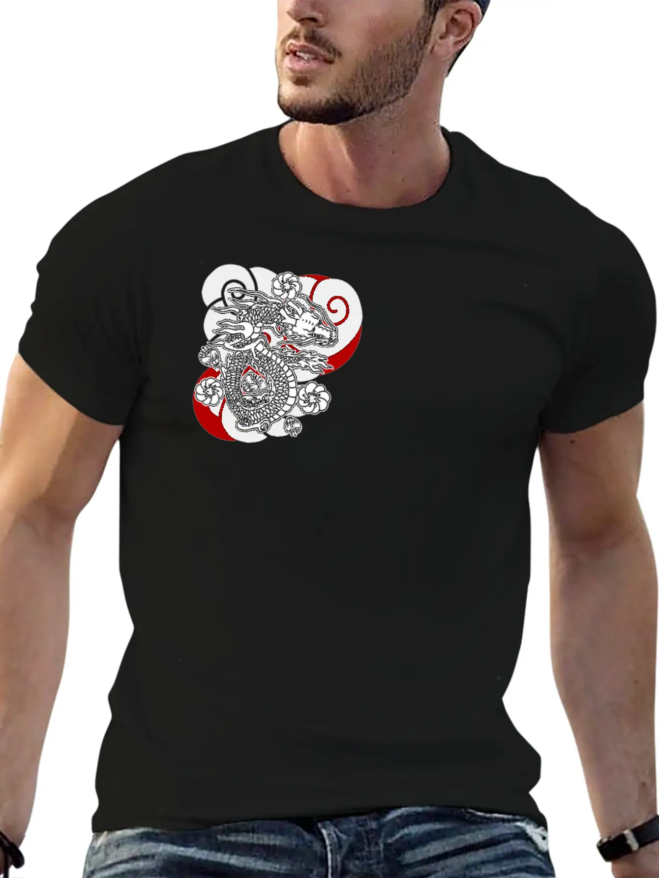 Traditional Japanese Tattoo Dragon Comfortable Minimalist Graphic Tee – Summer Style Essential