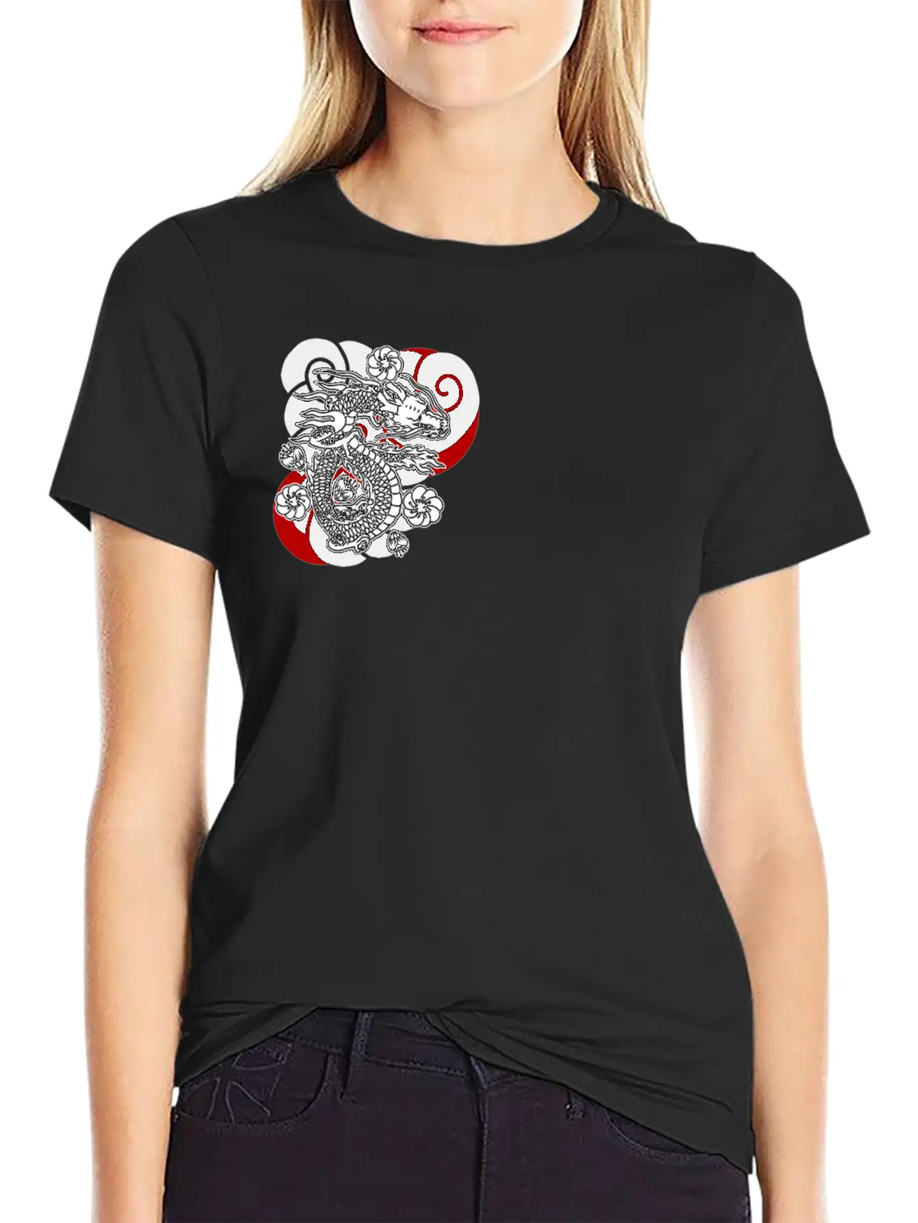 Traditional Japanese Tattoo Dragon Comfortable Minimalist Graphic Tee – Summer Style Essential