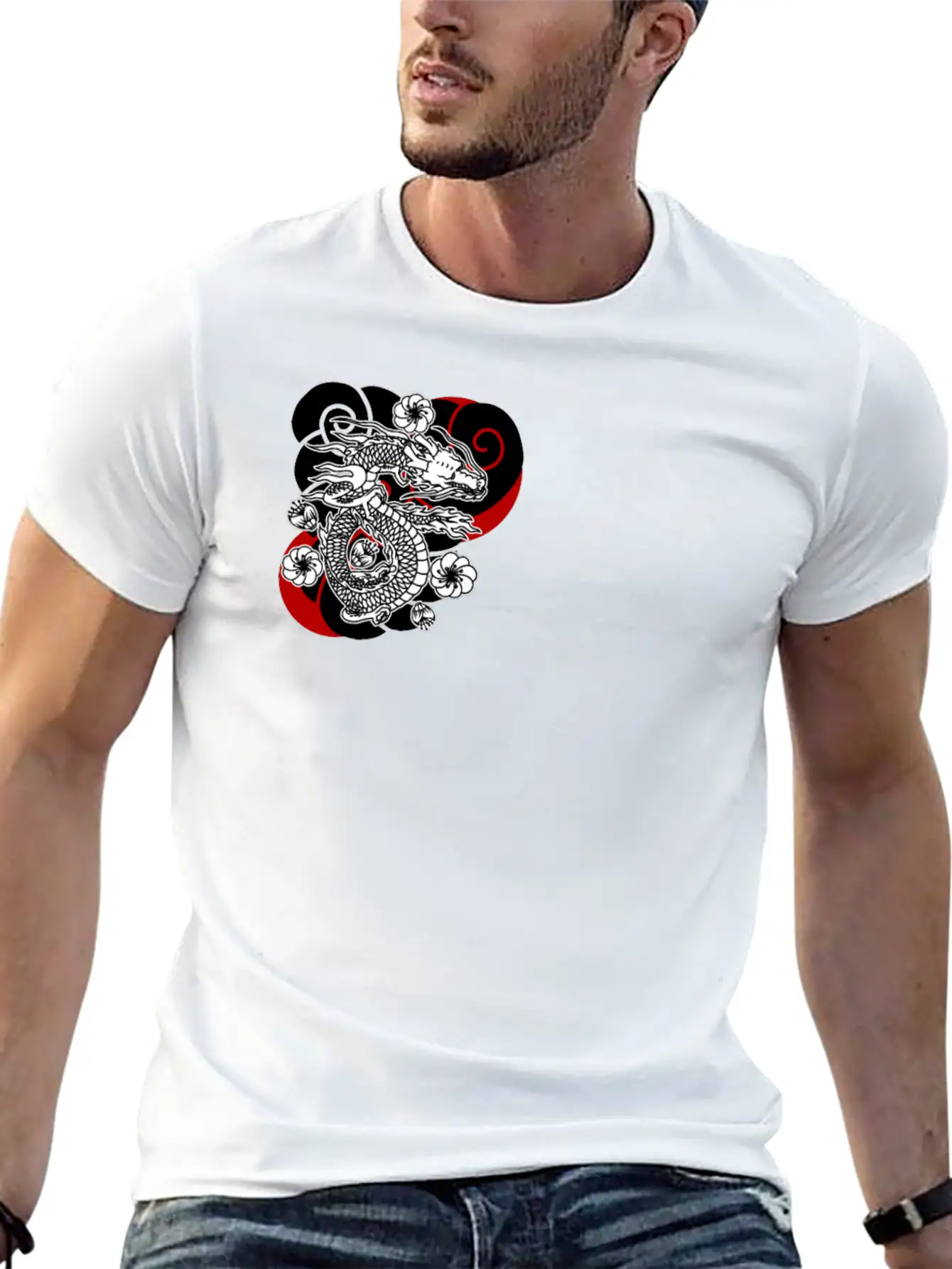 Traditional Japanese Tattoo Dragon Comfortable Minimalist Graphic Tee – Summer Style Essential