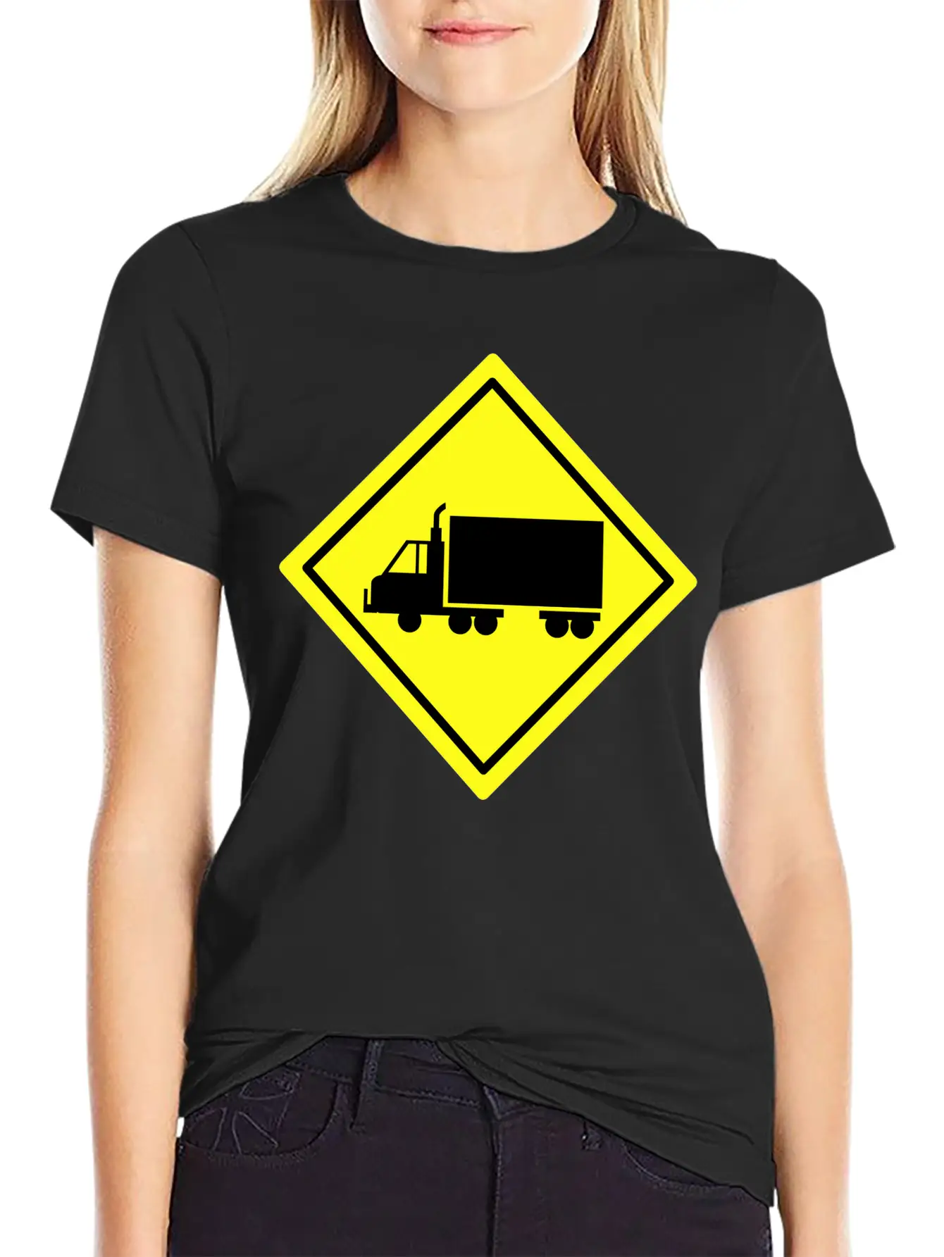 Traffic Sign Truck Lane Stylish Everyday T-Shirt – Unisex Basic Cotton Tee