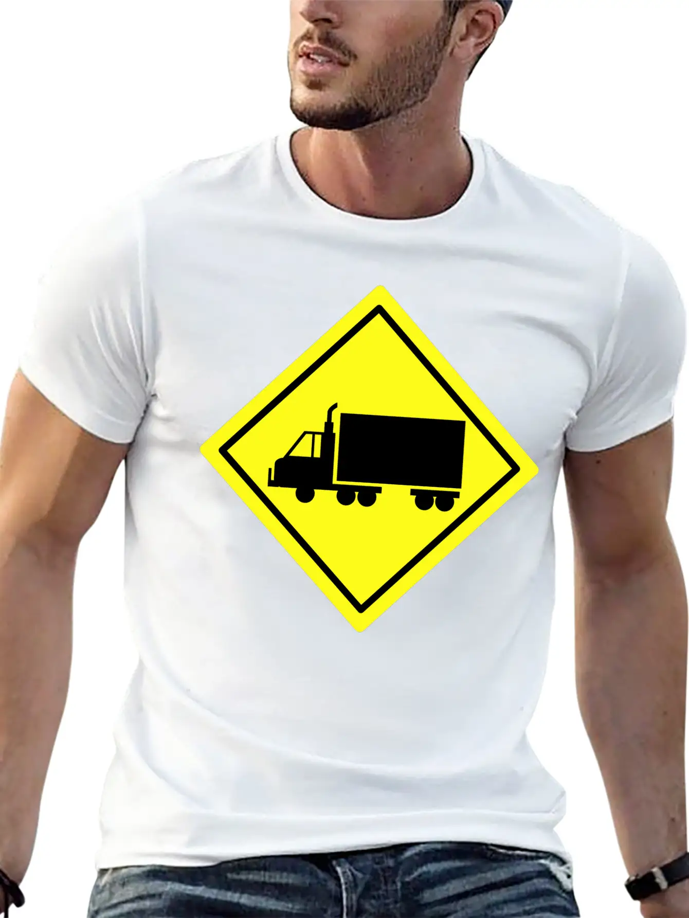 Traffic Sign Truck Lane Stylish Everyday T-Shirt – Unisex Basic Cotton Tee