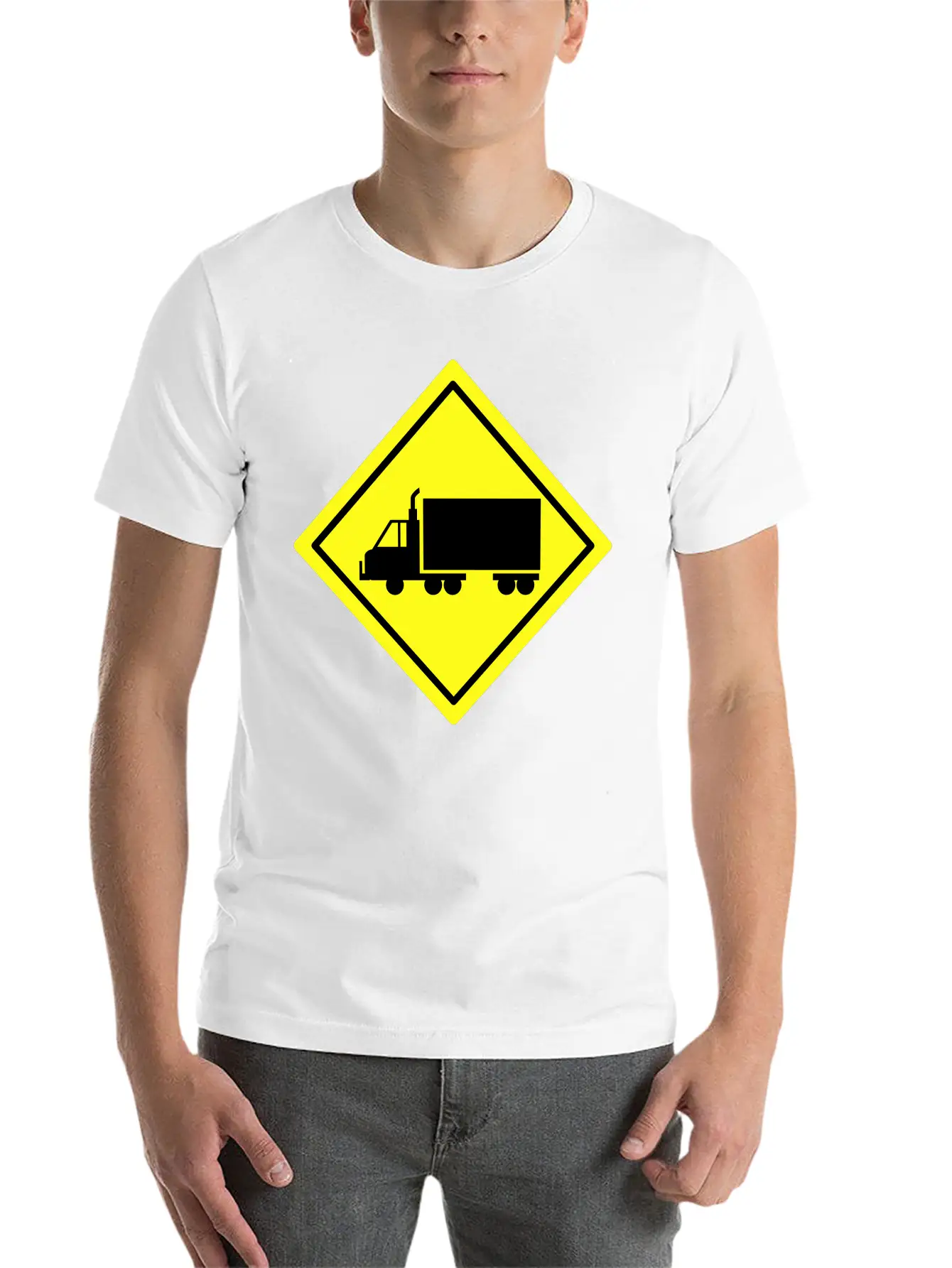 Traffic Sign Truck Lane Stylish Everyday T-Shirt – Unisex Basic Cotton Tee