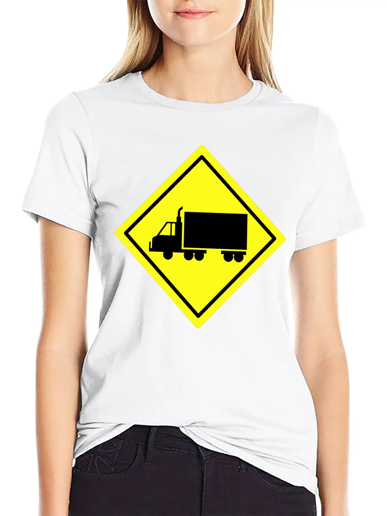 Traffic Sign Truck Lane Stylish Everyday T-Shirt – Unisex Basic Cotton Tee