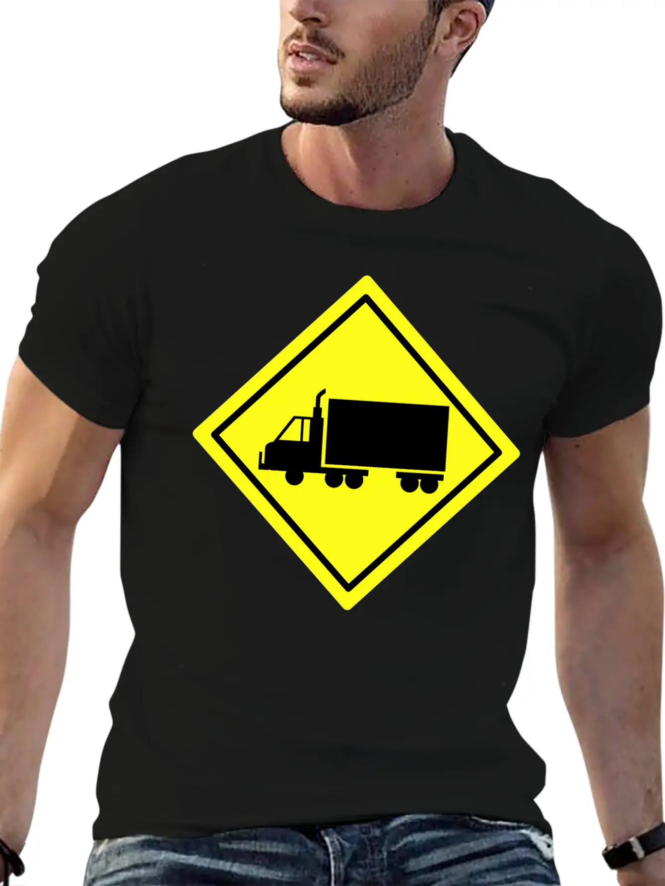 Traffic Sign Truck Lane Stylish Everyday T-Shirt – Unisex Basic Cotton Tee