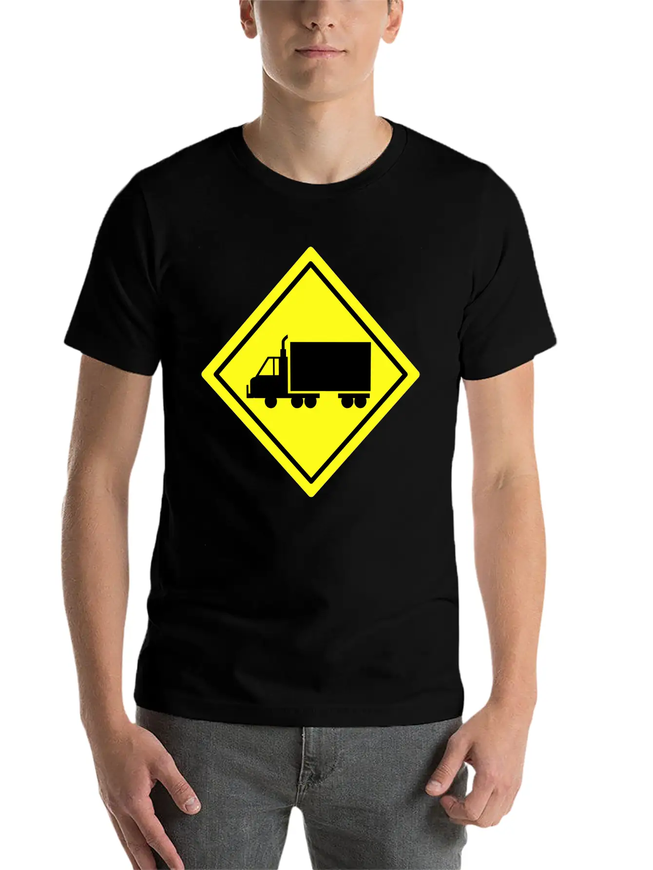 Traffic Sign Truck Lane Stylish Everyday T-Shirt – Unisex Basic Cotton Tee