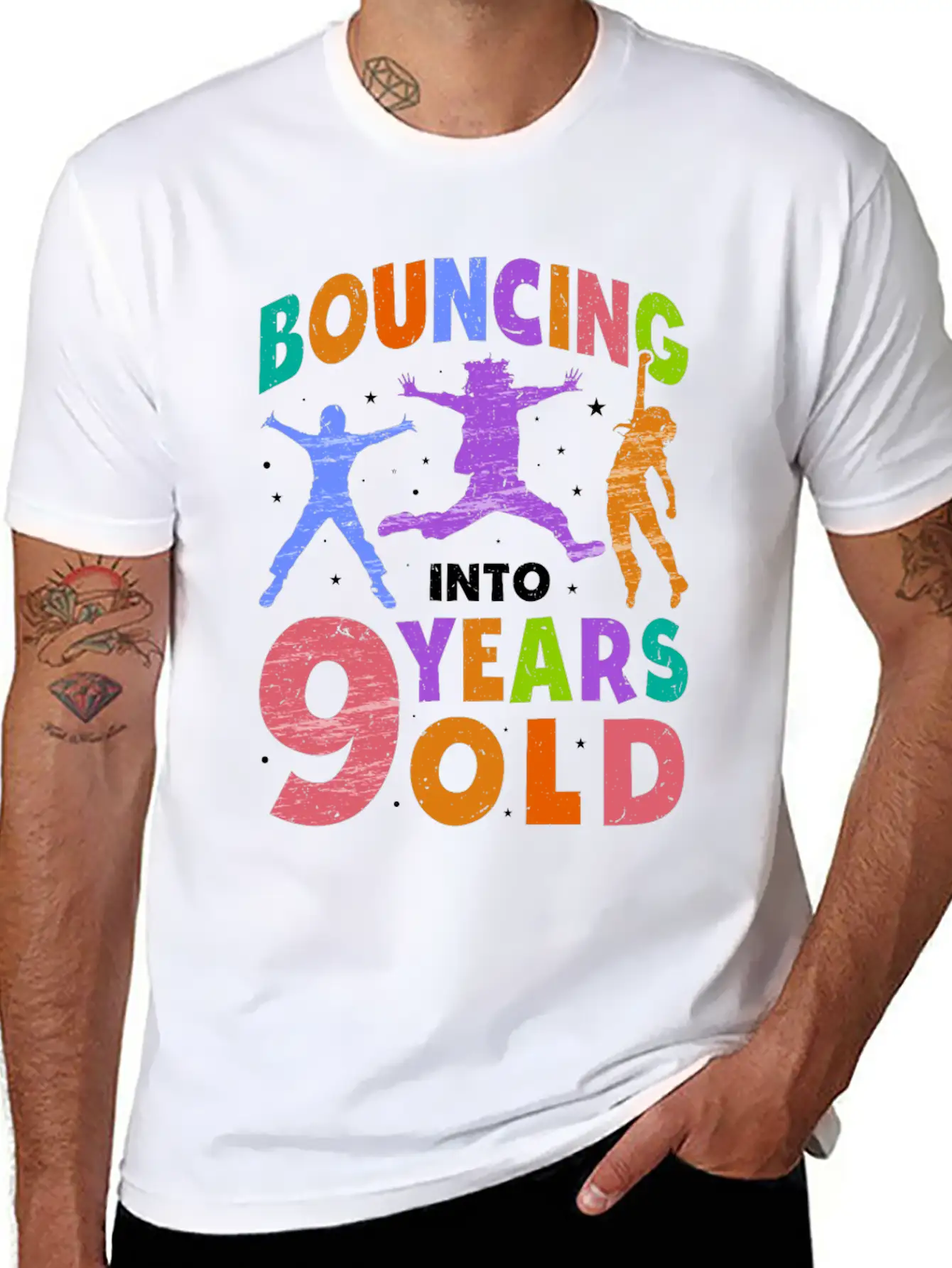 Trampoline Lover 8th Birthday Party Jumping Unisex Short Sleeve Soft Cotton T-Shirt – Casual Everyday Wear