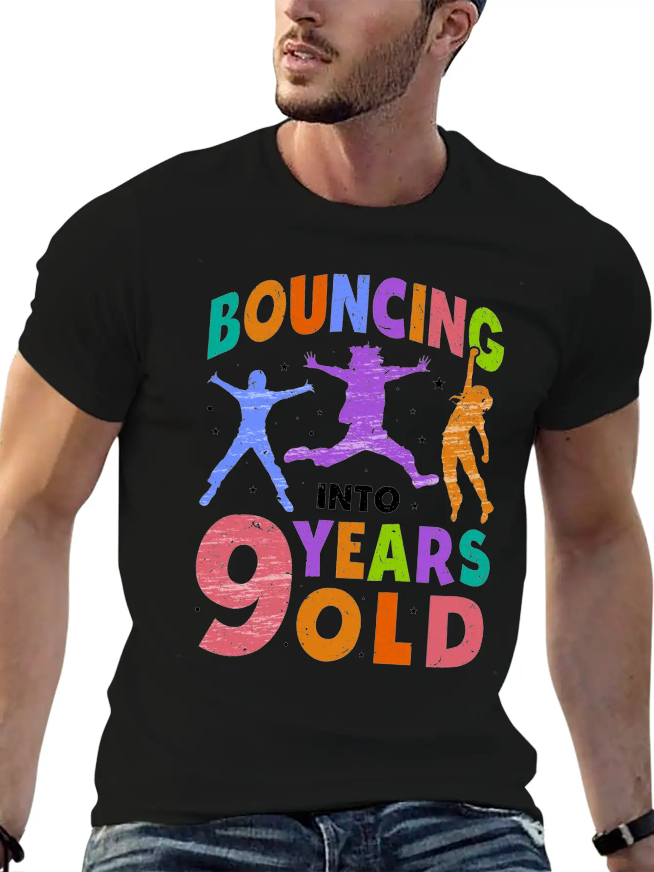 Trampoline Lover 8th Birthday Party Jumping Unisex Short Sleeve Soft Cotton T-Shirt – Casual Everyday Wear