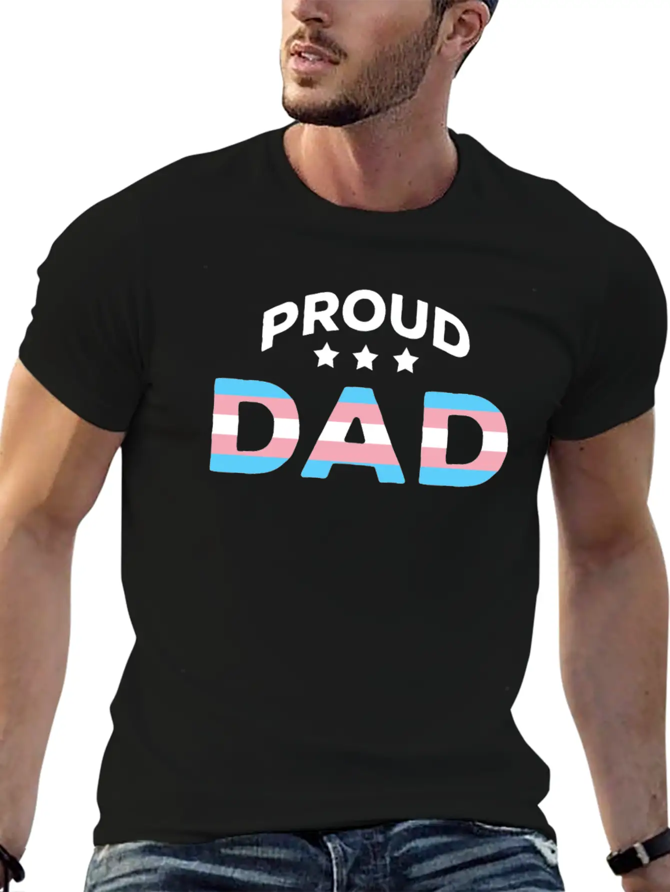 Trans Flag Proud Dad Equal Rites LGBTQ Basic Graphic T-Shirt – Daily Comfort In Soft Cotton