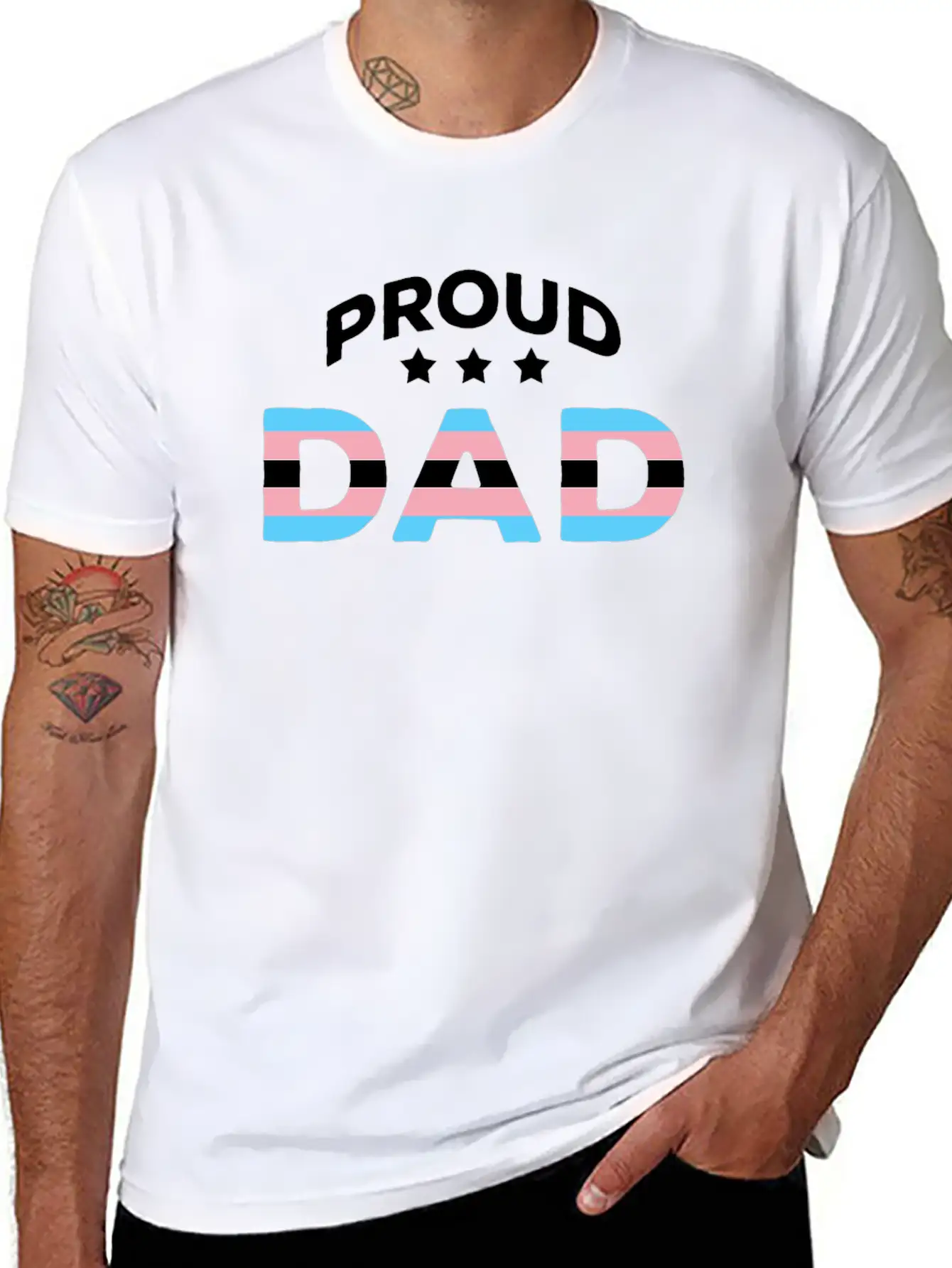 Trans Flag Proud Dad Equal Rites LGBTQ Basic Graphic T-Shirt – Daily Comfort In Soft Cotton