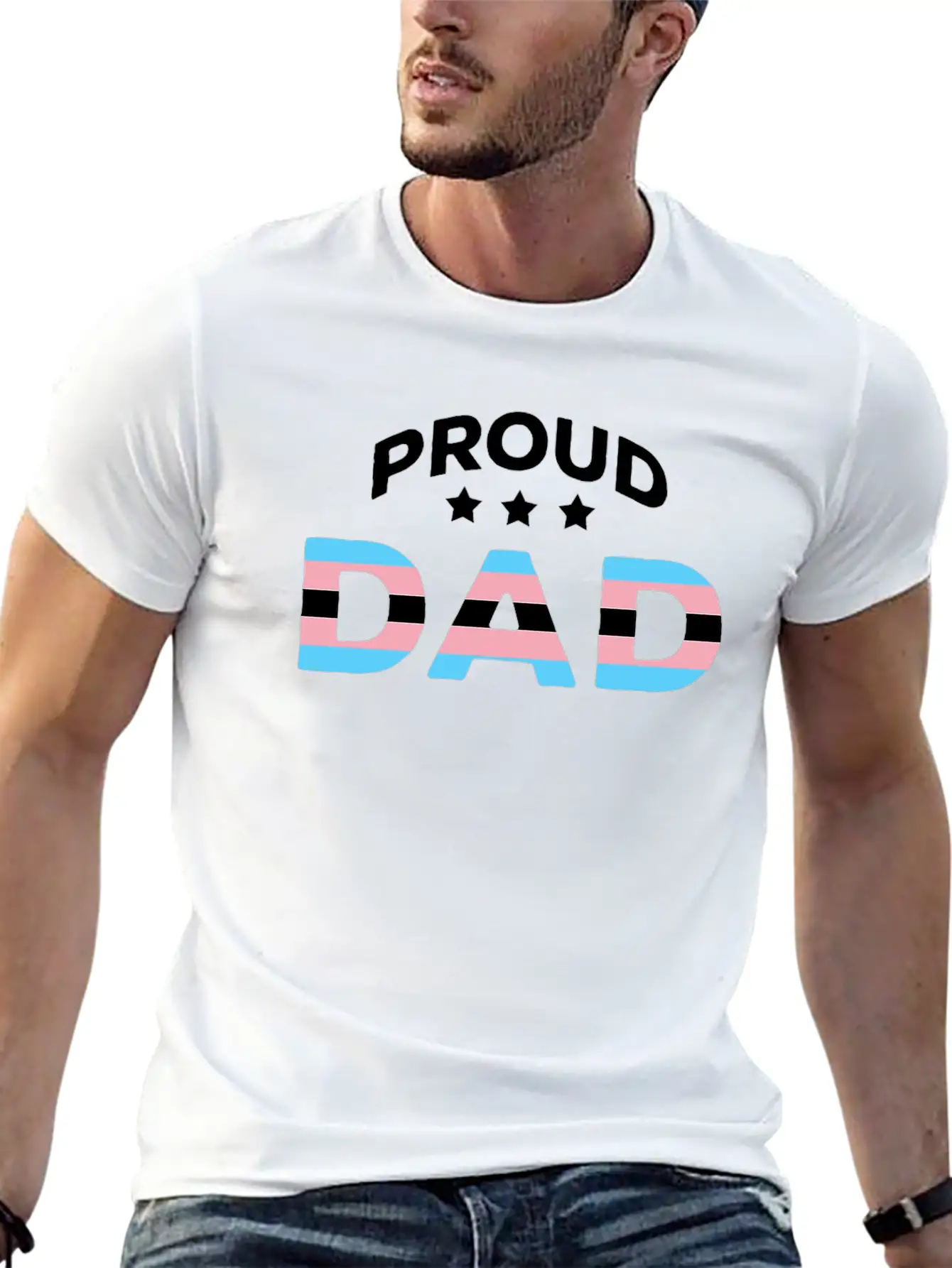 Trans Flag Proud Dad Equal Rites LGBTQ Basic Graphic T-Shirt – Daily Comfort In Soft Cotton