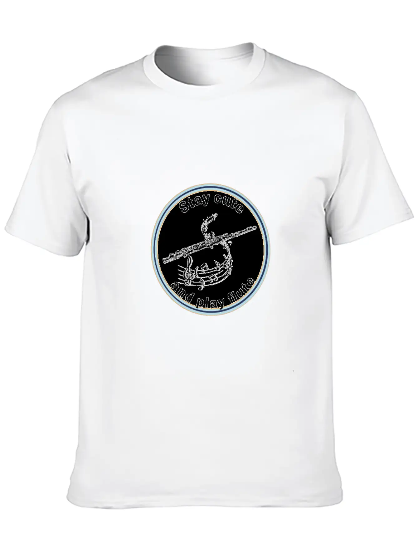 Transverse Flute - Stay Cute And Play The Flute Unisex Short Sleeve Soft Cotton T-Shirt – Casual Everyday Wear