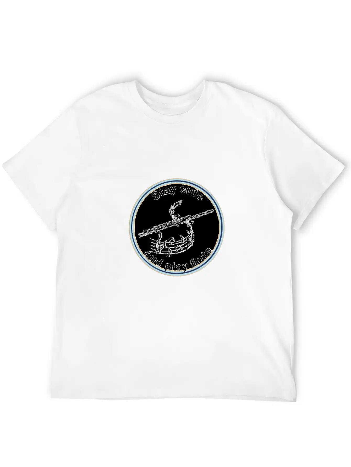 Transverse Flute - Stay Cute And Play The Flute Unisex Short Sleeve Soft Cotton T-Shirt – Casual Everyday Wear