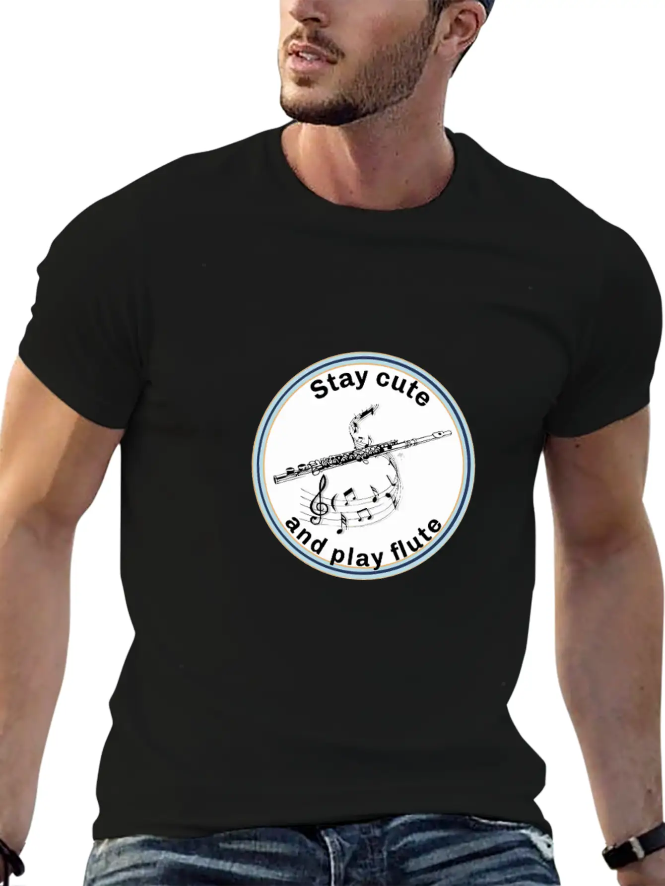 Transverse Flute - Stay Cute And Play The Flute Unisex Short Sleeve Soft Cotton T-Shirt – Casual Everyday Wear