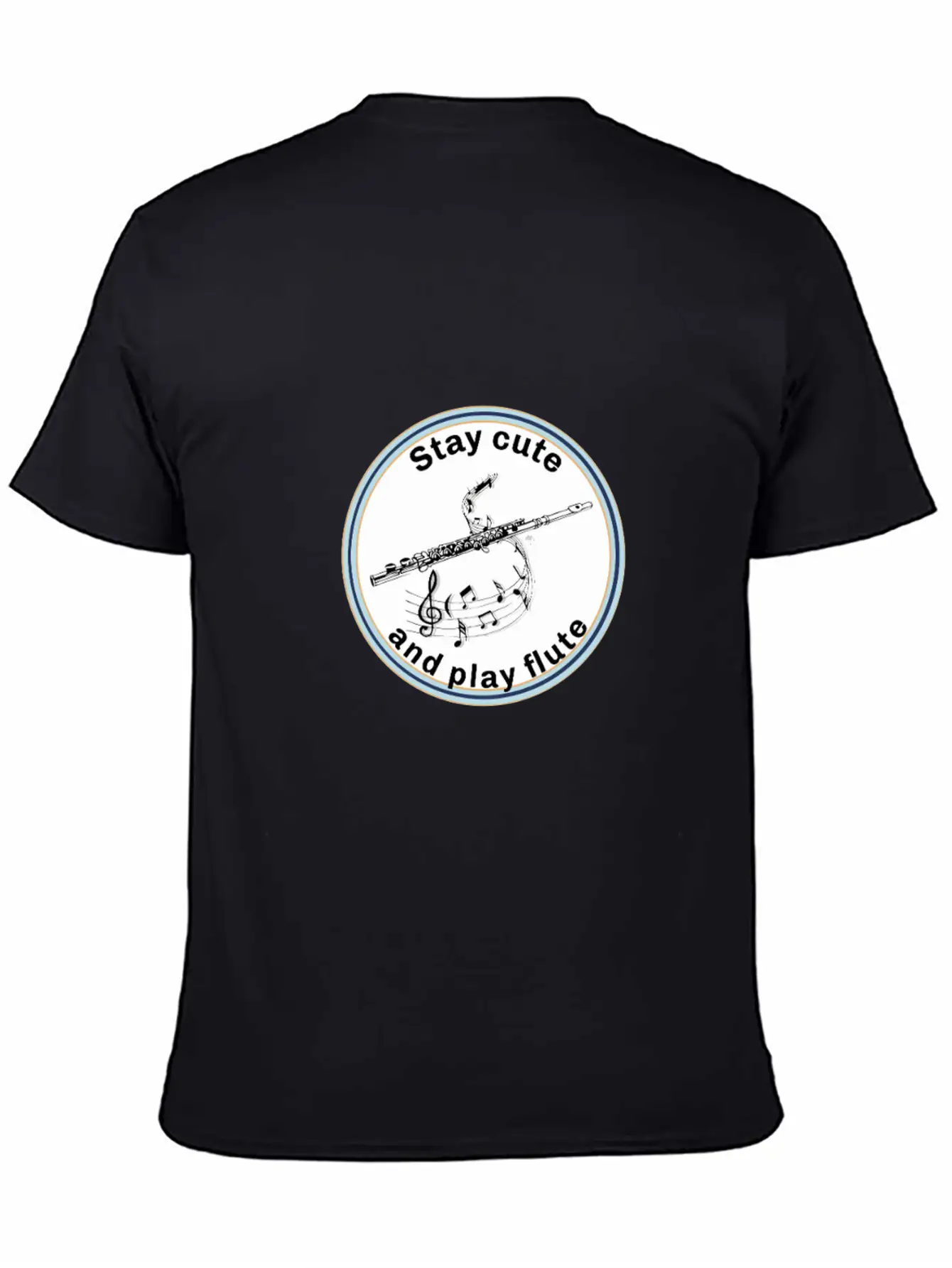 Transverse Flute - Stay Cute And Play The Flute Unisex Short Sleeve Soft Cotton T-Shirt – Casual Everyday Wear