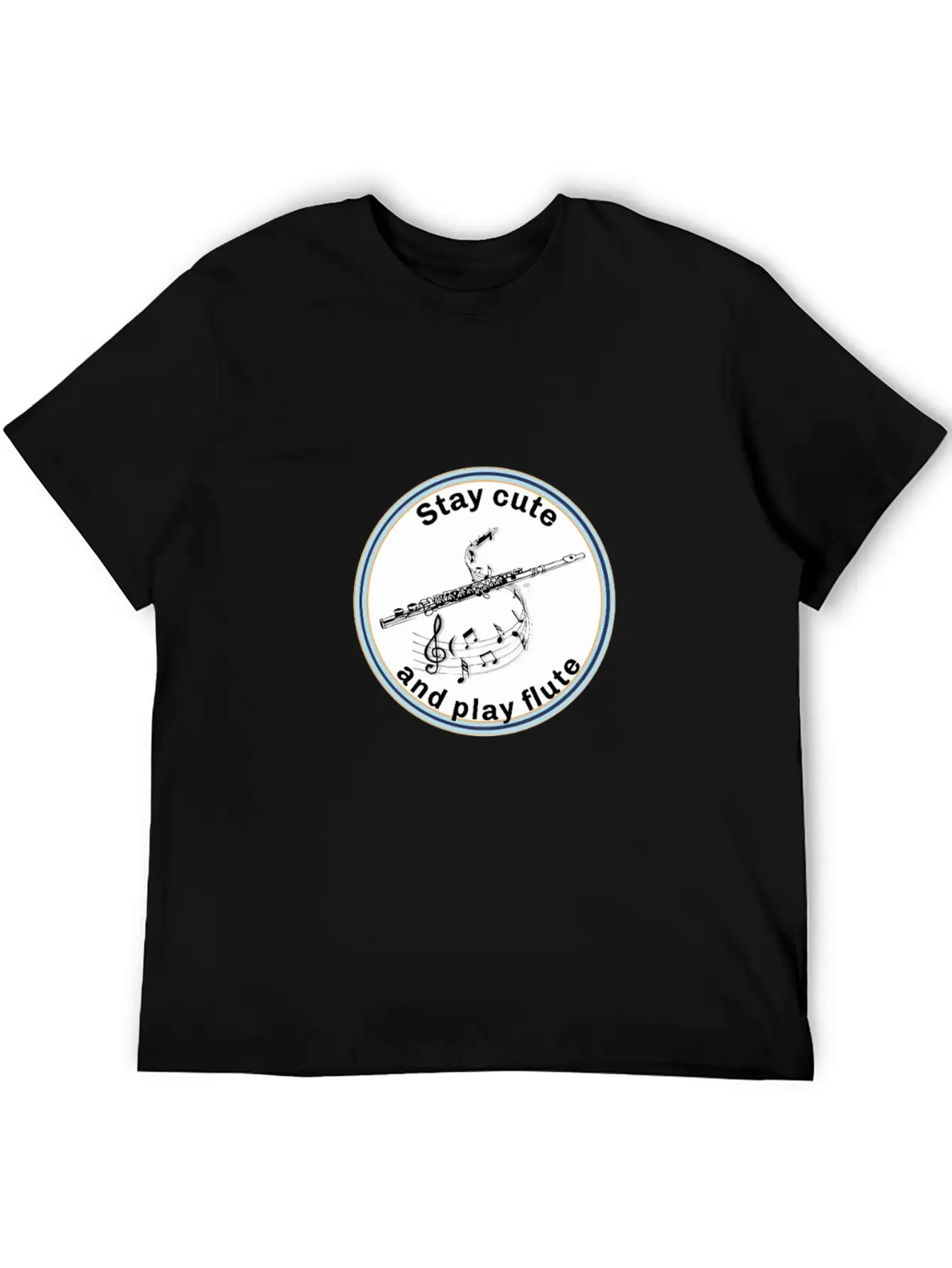 Transverse Flute - Stay Cute And Play The Flute Unisex Short Sleeve Soft Cotton T-Shirt – Casual Everyday Wear